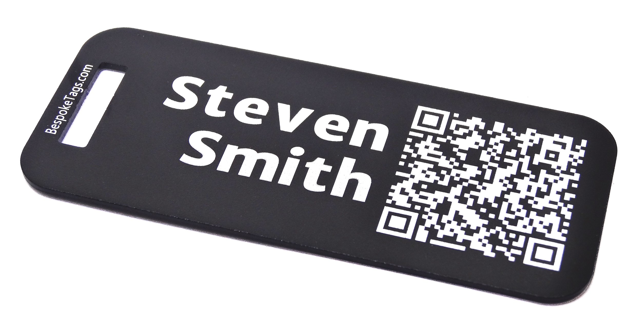 Custom Metal Luggage Tags Personalized with Engraved Info & QR Code - Small Black Travel ID Tags for Suitcases, Backpacks & Carry-Ons | Perfect for Travel, Business Trips & Vacation