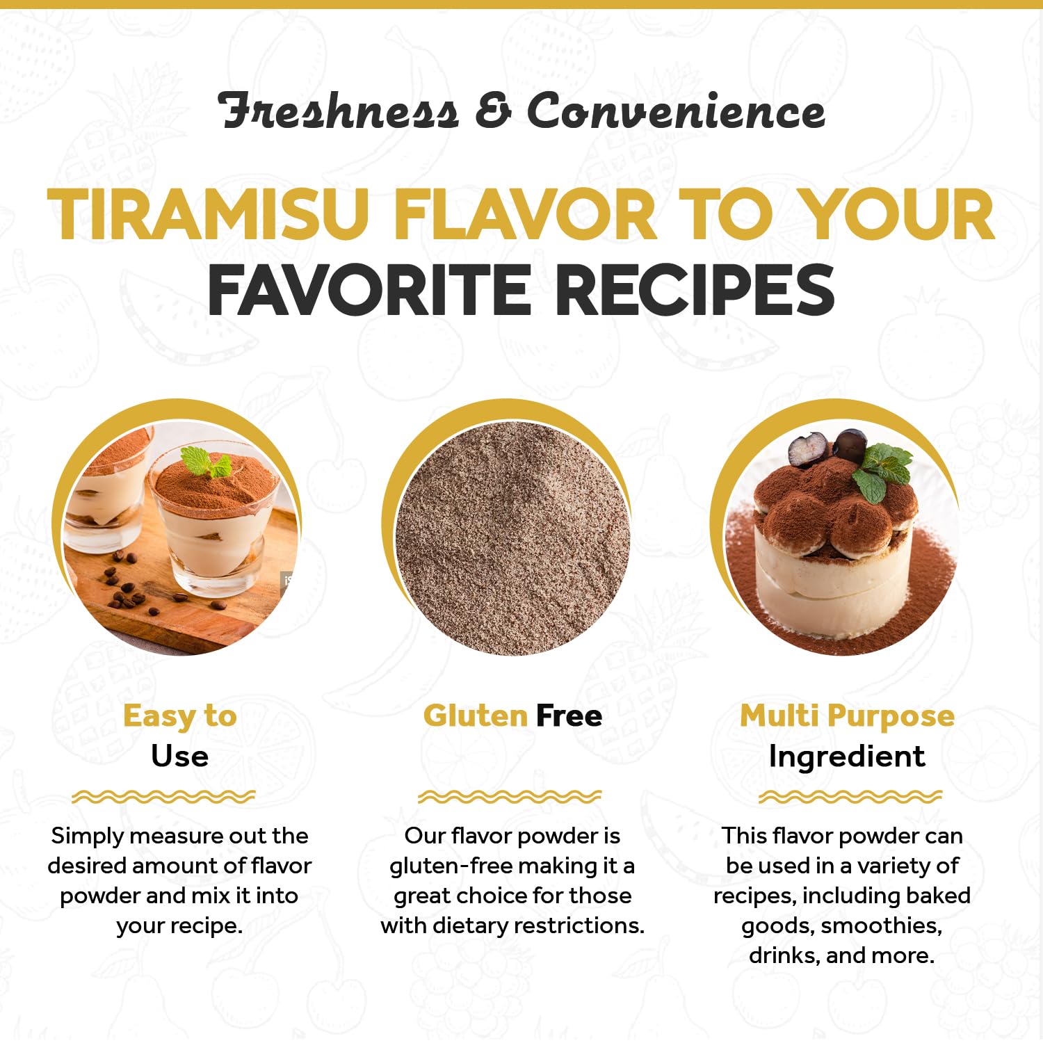 Premium Tiramisu Flavor Powder for Bubble Tea & Baking - 2.2lb (1kg) | Ideal for Smoothies, Desserts & Coffee Drinks | Fanale PWD281 | Great for Cafes, Home Baking & DIY Beverages