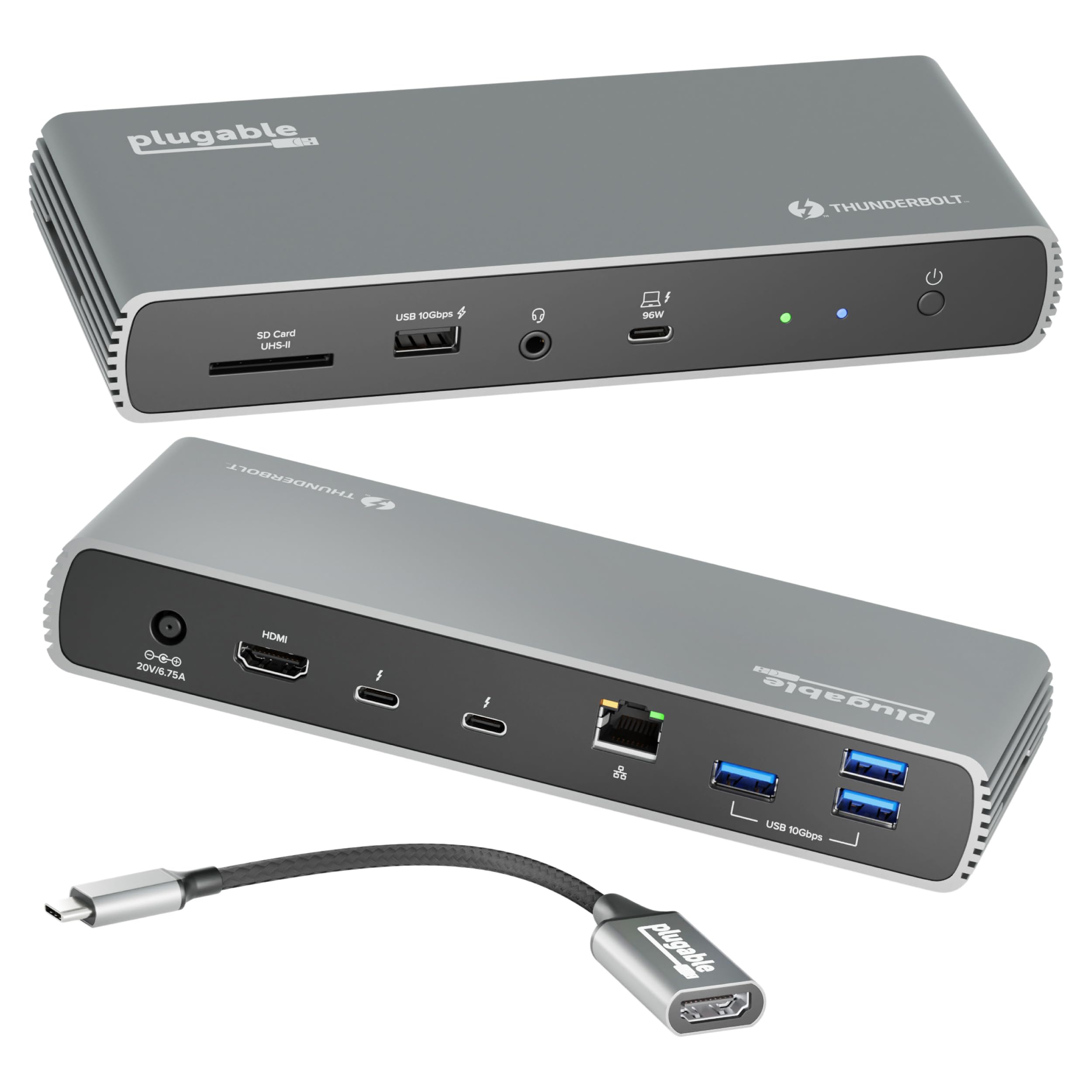 Plugable Thunderbolt 4 Dock - 100W Charging, 3 Thunderbolt Ports, Dual 4K/8K Monitor Support, 2.5G Ethernet, SD Card Reader, 4 USB Ports - Ideal for MacBook Pro, Windows Laptops & Home Office Setup