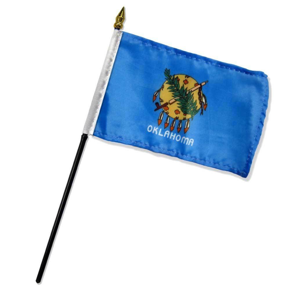 Oklahoma 4x6 Inch Desk Stick Flag Set of 3 - Small US State Flags for Office Desk, Classroom, Party Decorations & Patriotic Displays
