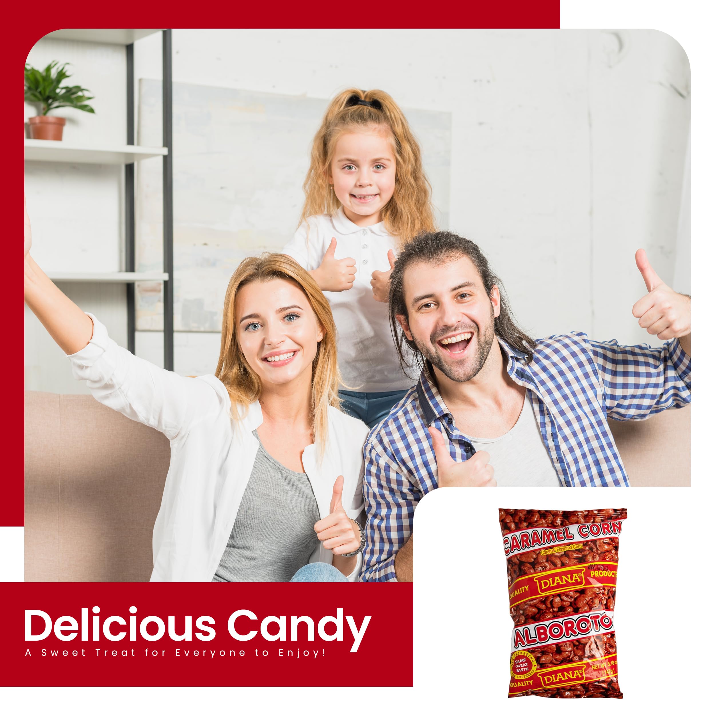 Diana Alboroto Caramel Flavored Corn Snacks - Crunchy, Healthy & Kosher Non-GMO Snack - 5.18oz (Pack of 3) - Perfect for Movie Nights, Parties & On-the-Go Snacking