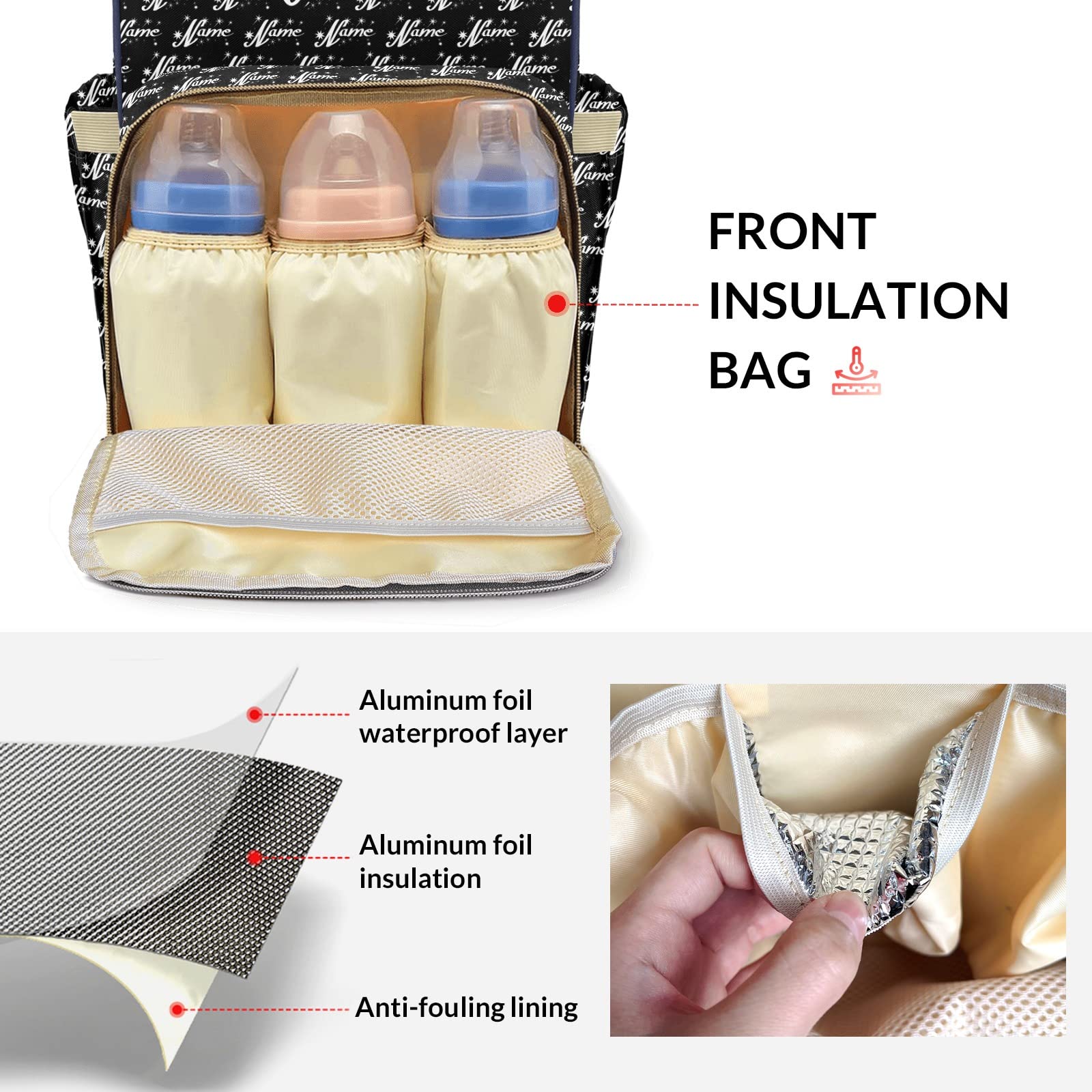 Custom Personalized Baby Diaper Backpack with Name - Large Capacity Waterproof Travel Diaper Bag for Moms & Dads - Multifunctional Baby Gear for Girls & Boys | Perfect for Daycare, Travel & Family Outings