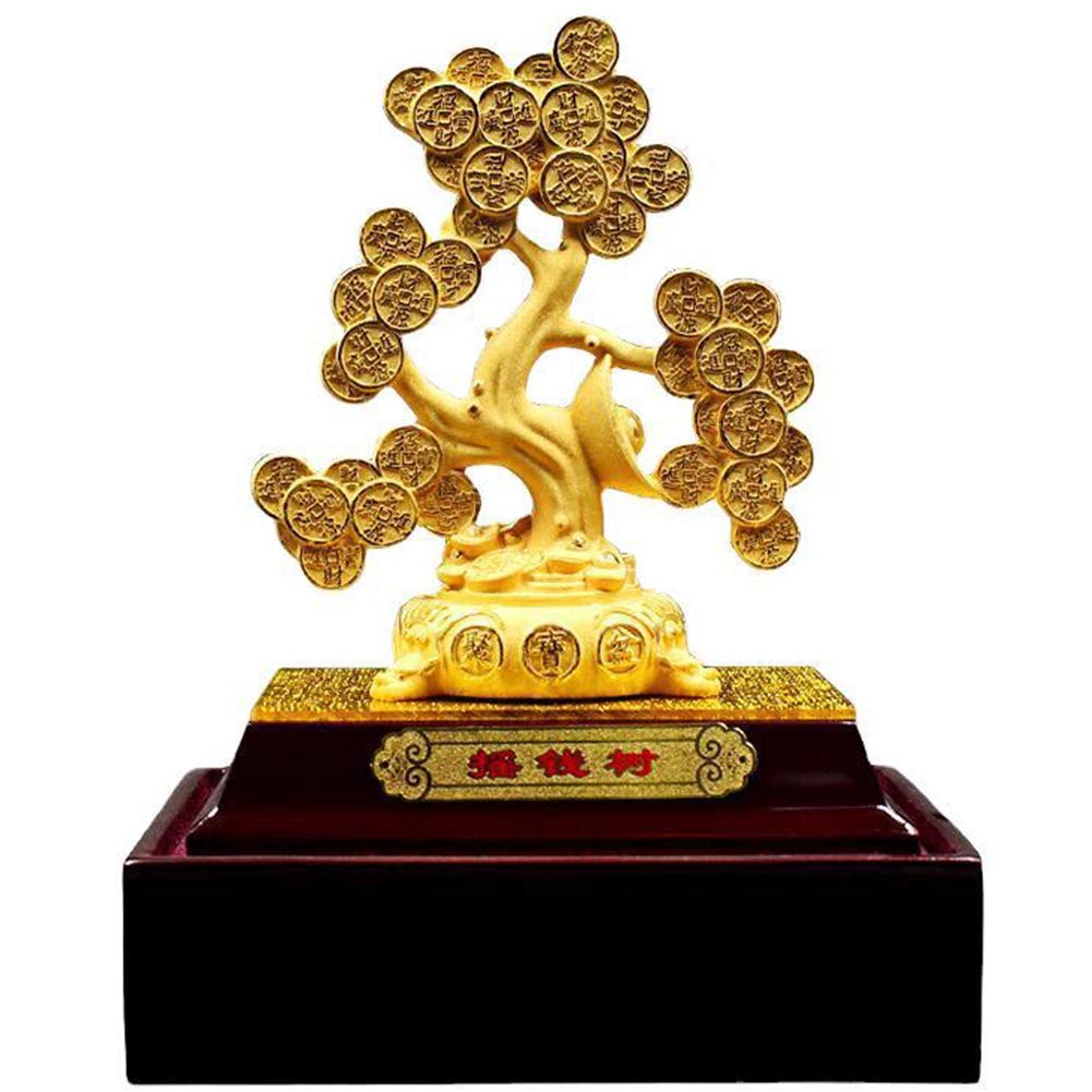 Feng Shui Money Tree Statue - Golden Wealth Coin Tree for Prosperity & Abundance, Office & Living Room Good Luck Decor, Feng Shui Talisman for Home & Business Success | Perfect for Desk Decor, Housewarming Gift & Wealth Attraction
