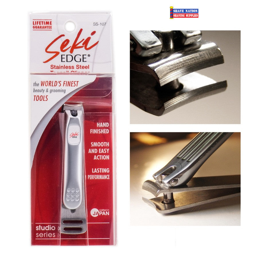Premium Seki Stainless Steel Toenail Clipper SS-107 - Sharp Professional Nail Trimmer for Thick Toenails - Perfect for Elderly, Diabetic Foot Care & Pedicures at Home