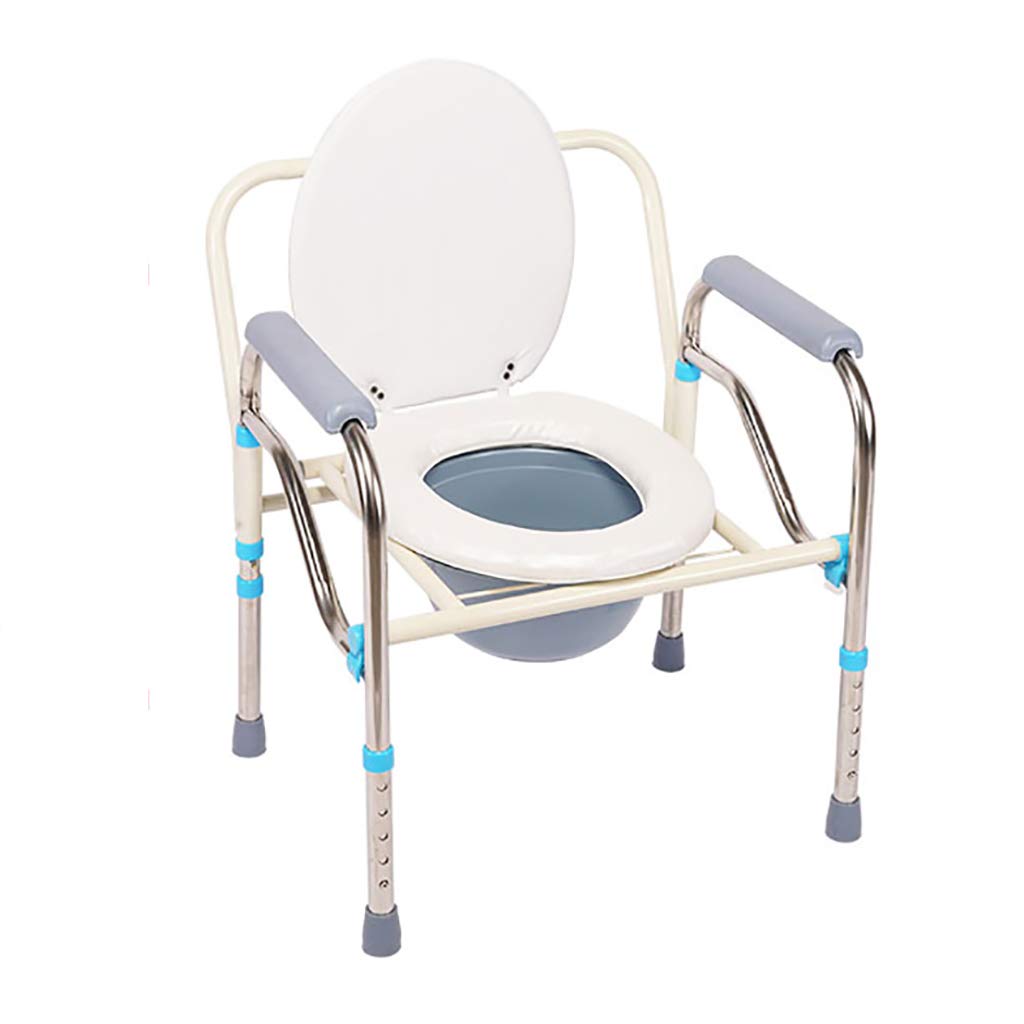 Adjustable Height Medical Folding Bedside Commode Chair with Bucket, Lid & Padded Seat - Tool-Free Assembly for Elderly & Disabled - Ideal for Home Care, Post-Surgery Recovery & Mobility Assistance