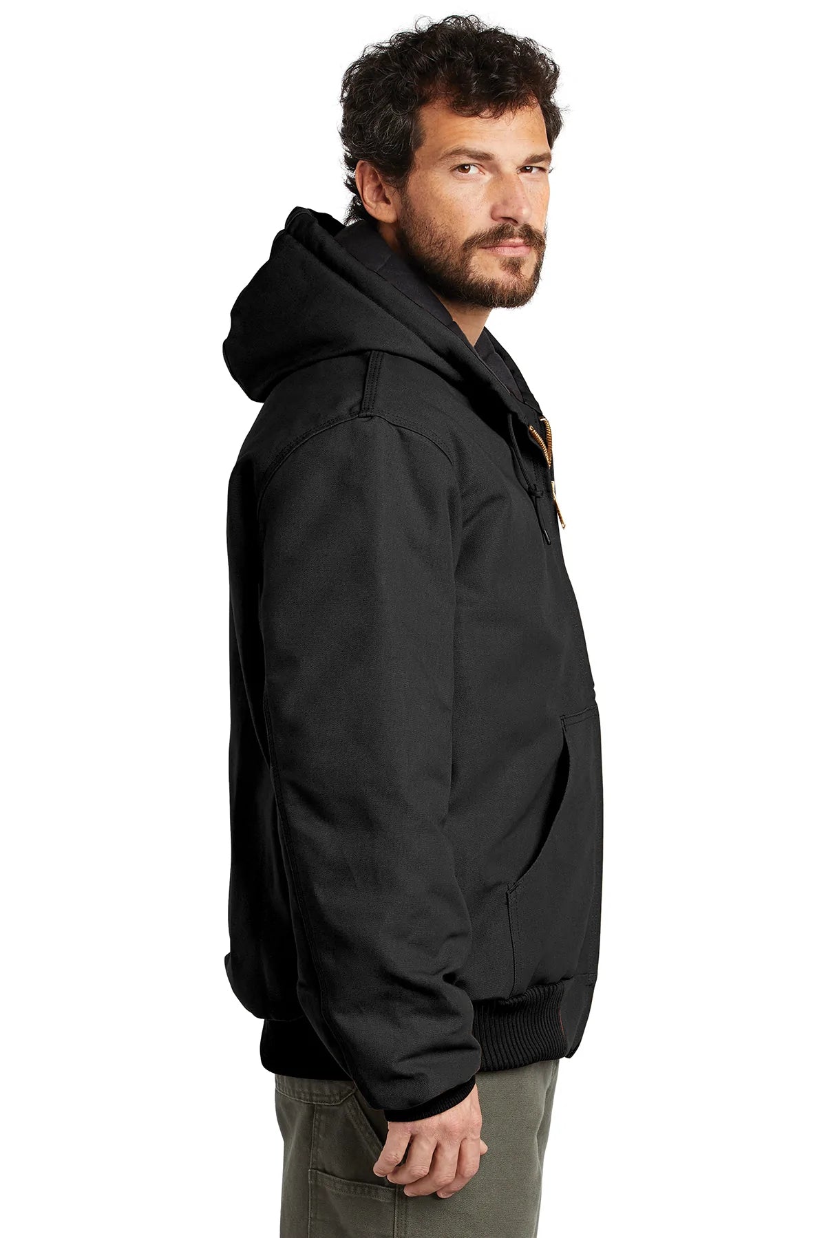 Carhartt Men's Tall Flannel Lined Duck Work Jacket - Heavy Duty Winter Coat for Cold Weather, Black | Durable Outdoor Workwear for Construction, Farming & Hunting