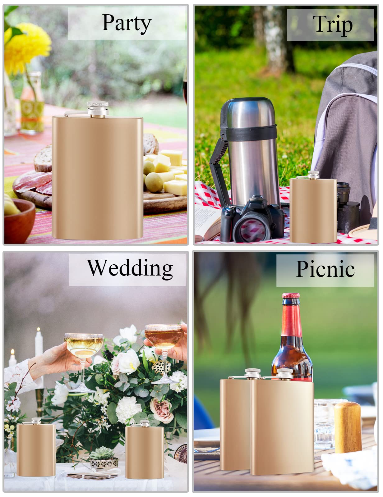 Personalized Bridesmaid Flasks Set of 10 - Custom 8oz Stainless Steel Engraved Liquor Flasks for Women - Perfect Bridesmaid Gift, Bachelorette Party, Valentine's Day & Birthday Presents (Champagne) - Great for Weddings, Girls' Night Out & Special Celebrations