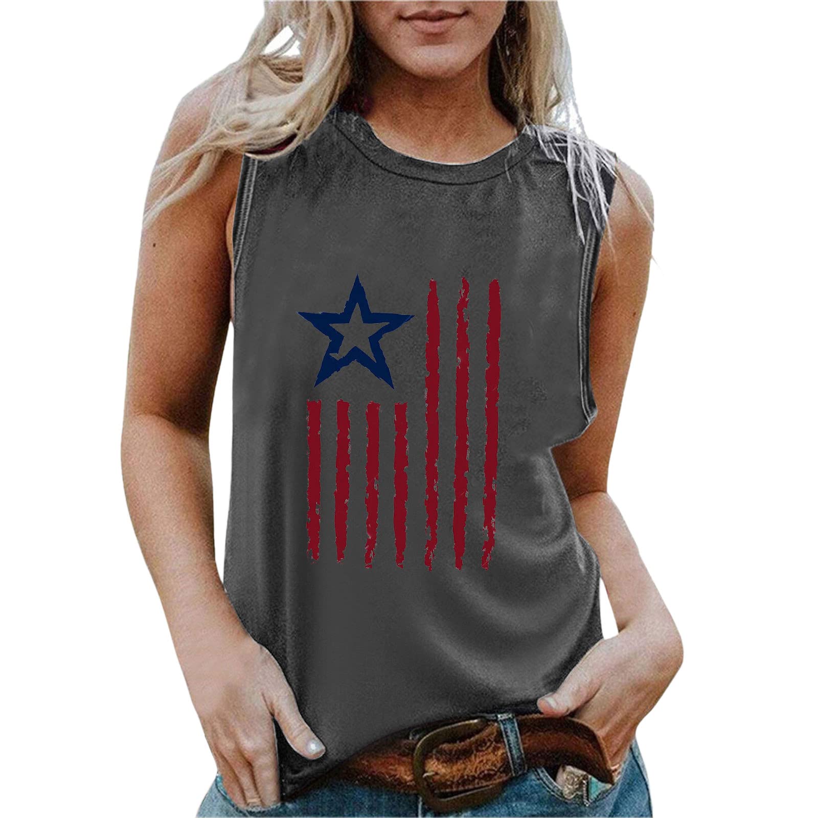 Women's Cotton Polyester T-Shirts - Summer Casual Sleeveless Tops with Print Design, Comfortable O-Neck Tee for Women | Perfect for Beach Outings, Gym Wear & Everyday Casual Outfits