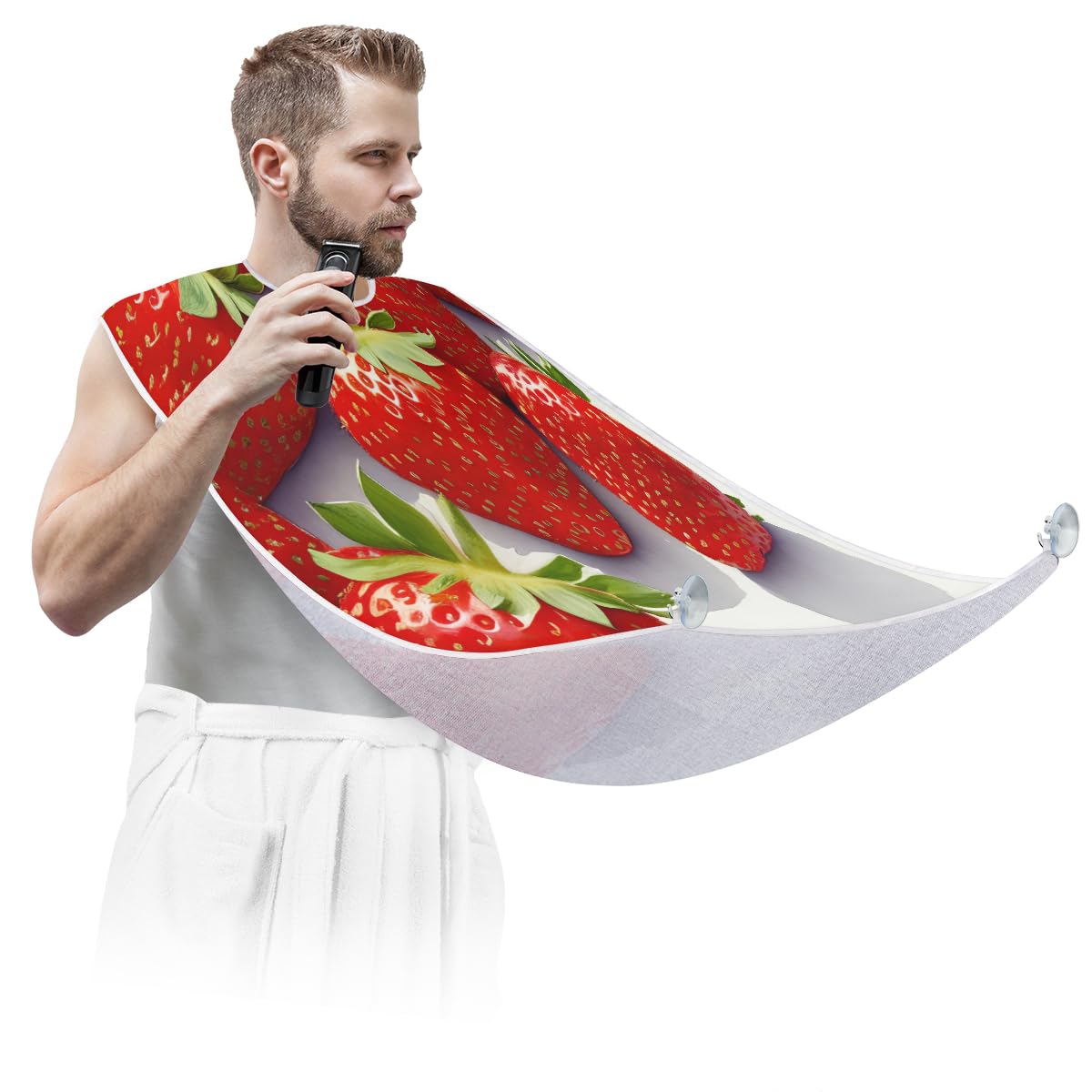 Men's Beard Shaving Bib - Waterproof Hair Dye Apron for Barbers & Stylists | Strawberry Print Barber Cape for Haircuts, Makeup & Beard Trimming | Perfect Salon & Home Grooming Accessory with Sink Protector