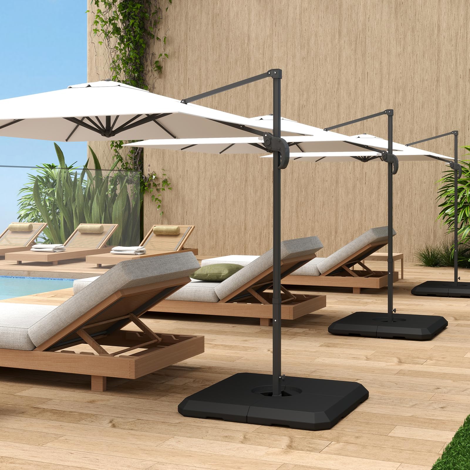 C-Hopetree 317lb Heavy Duty Base Weights Stand for Offset Cantilever Outdoor Patio Umbrella - 4 Piece Black Set - Perfect for Poolside, Backyard, Garden, and Beach Use