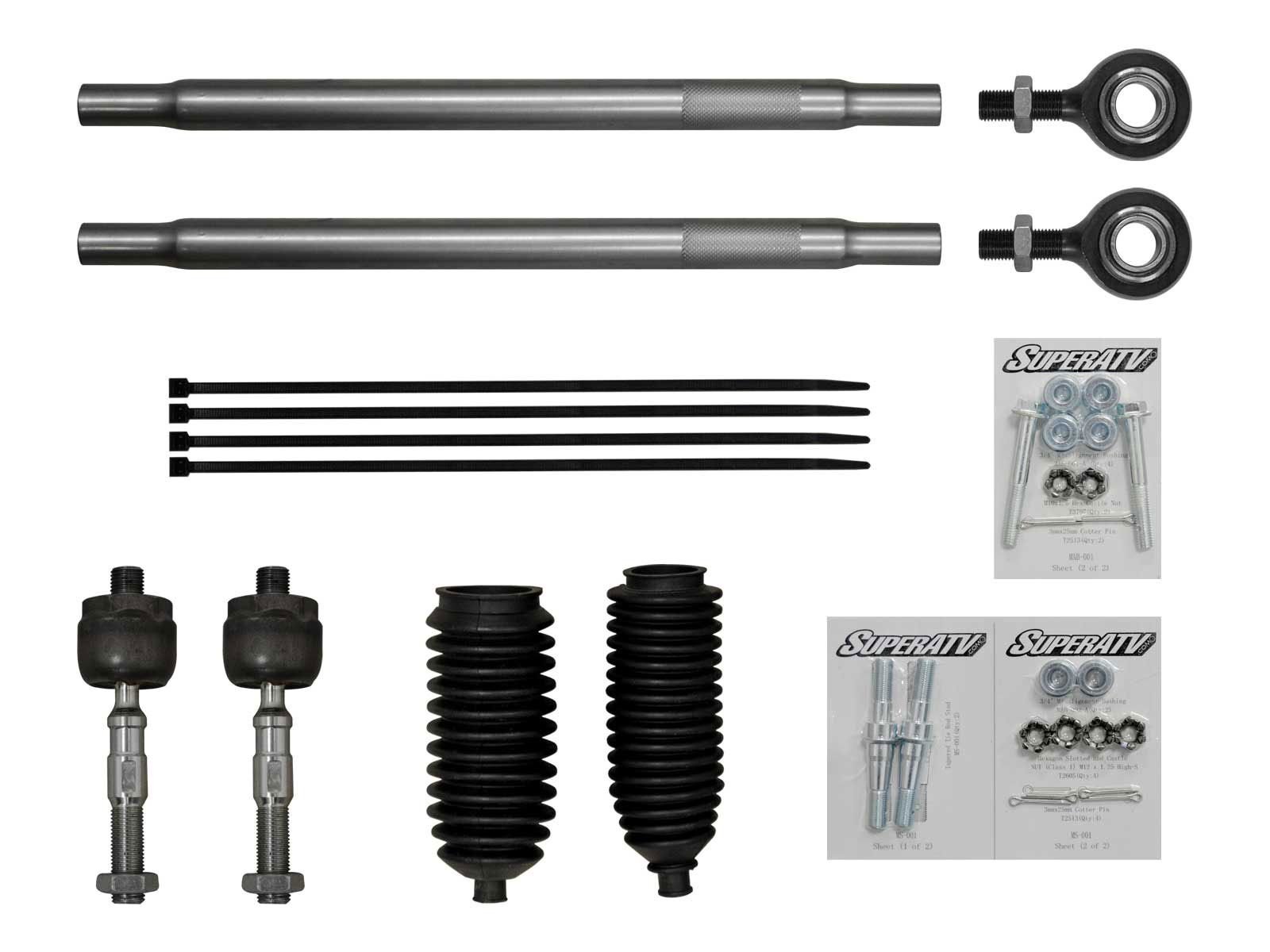 SuperATV Heavy Duty Tie Rod Kit for Polaris RZR XP 1000/4 1000 (2014-2018) | Stock Length Replacement 14-1/16