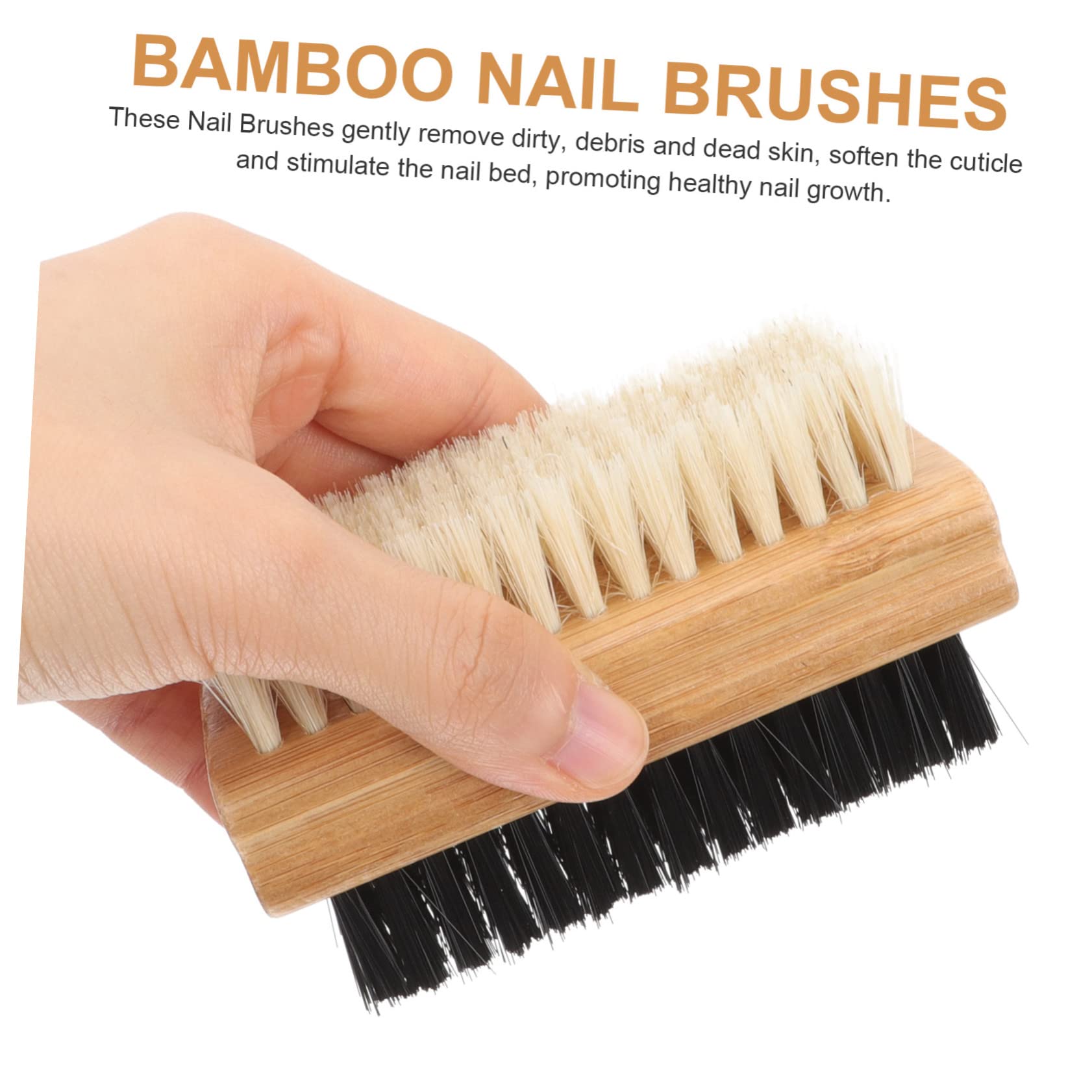 DOITOOL 2-Pack Bamboo Nail Brush Cleaner - Multi-Purpose Household Cleaning Brush for Fingernails, Boots, Shoes & Laundry - Natural Scrubber for Hygiene & Stain Removal - Perfect for Salon, Home & Travel Use