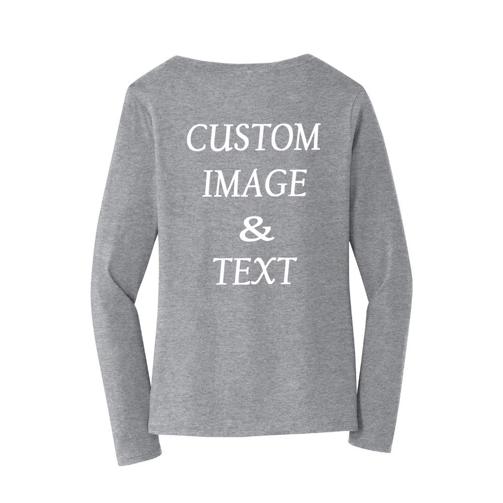Custom Personalized Women's Long Sleeve T-Shirt with Photos & Text - Soft Workout Tee for Gym & Yoga - Pink Large Size - Perfect for Fitness, Running & Casual Wear