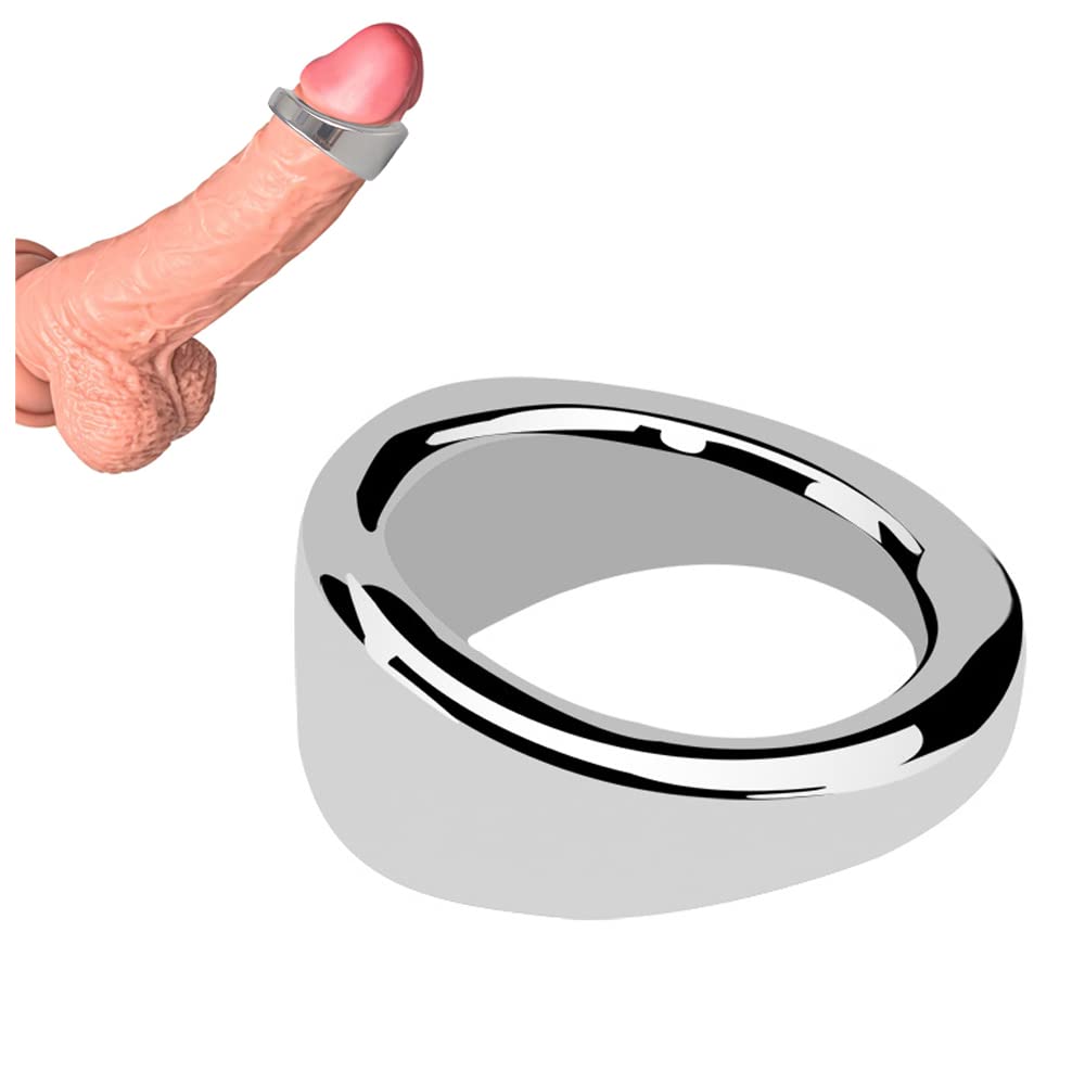 Premium Stainless Steel Cock Ring for Men - Glans Ring Enhances Pleasure & Delays Ejaculation - Medium Size Metal Penis Ring - Perfect for Couples Play & Solo Stimulation