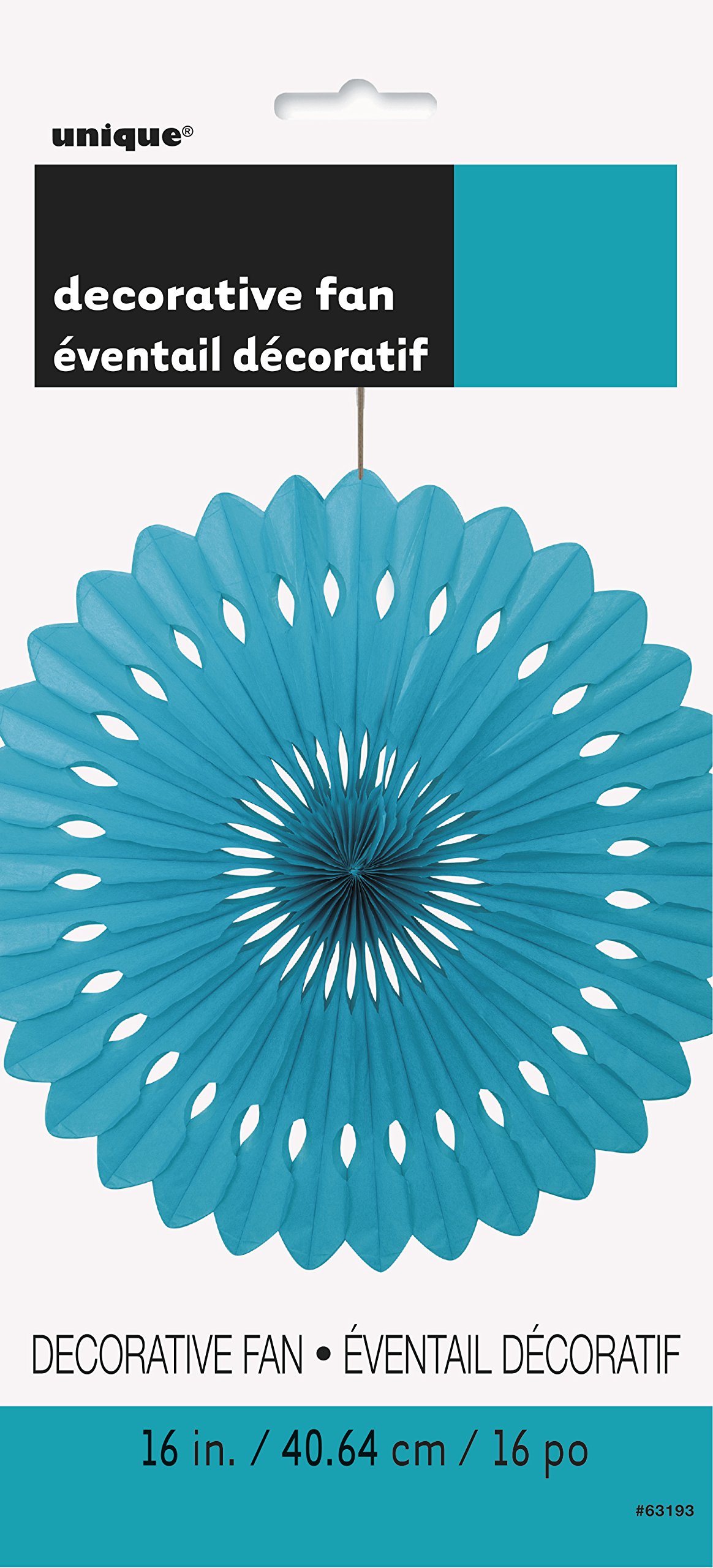 Premium Solid Caribbean Teal Blue Hanging Tissue Paper Fan - 16 Inch Party Decoration for Birthday, Wedding, Baby Shower & Home Decor | Elegant Tissue Paper Pom Poms for Ceiling & Wall Decorations