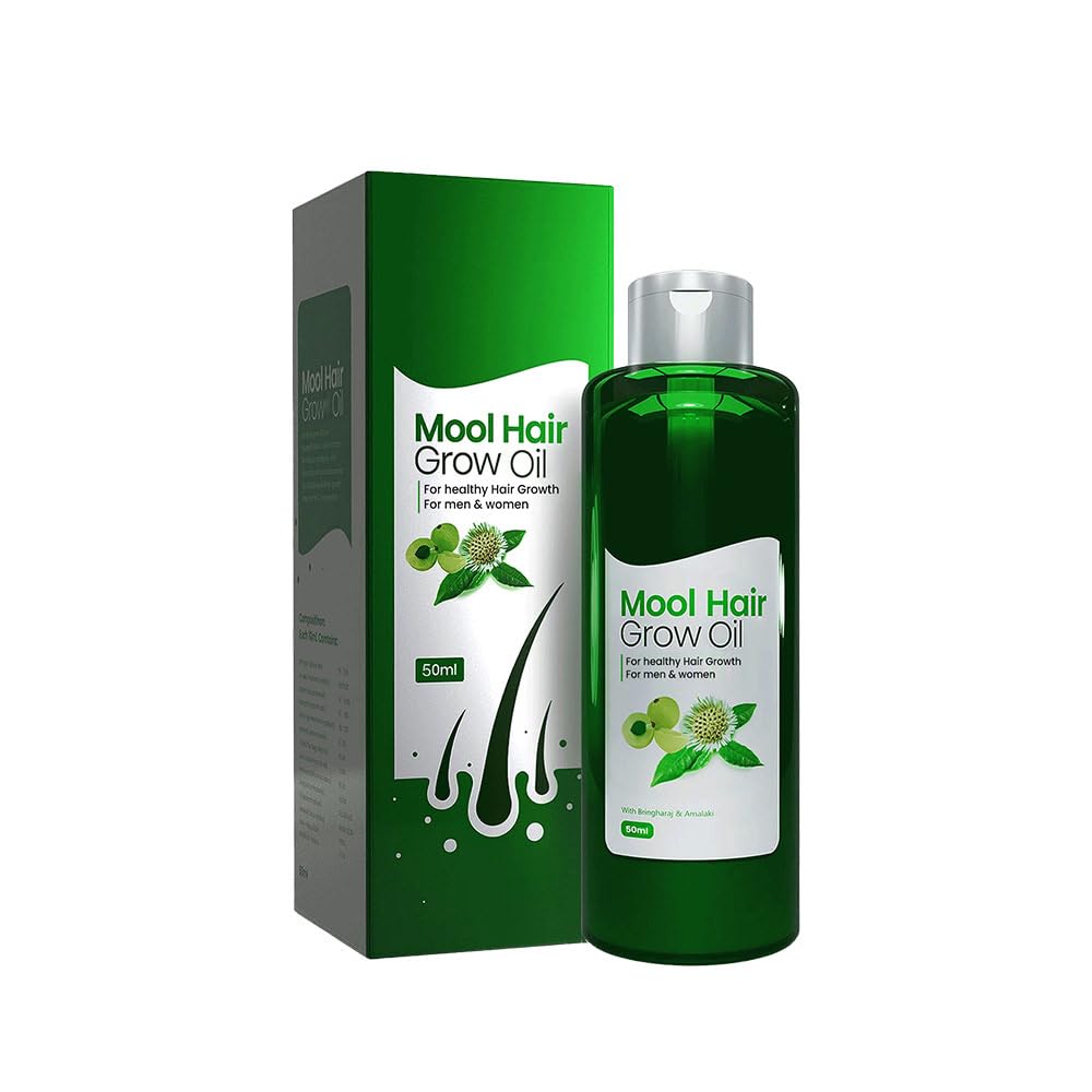Mool Hair Growth Oil for Men & Women - Ayurvedic Herbal Treatment with Bhringraja, Amla & Brahmi - Stops Hair Fall, Promotes Thickness & Regrowth (50ml) - Perfect for Daily Scalp Massage & Damaged Hair Care