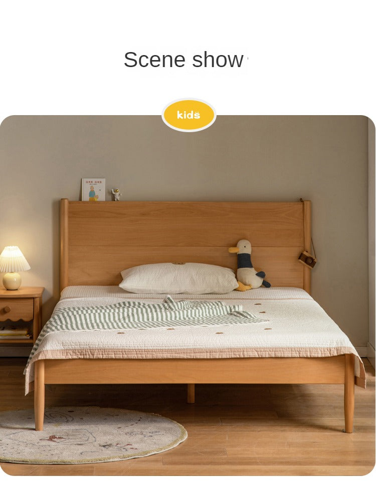 Solid Wood Kids Bed - Beech or Oak Frame - Soft Single Bed for Toddlers & Children - Perfect for Bedrooms, Daycare, or Guest Rooms