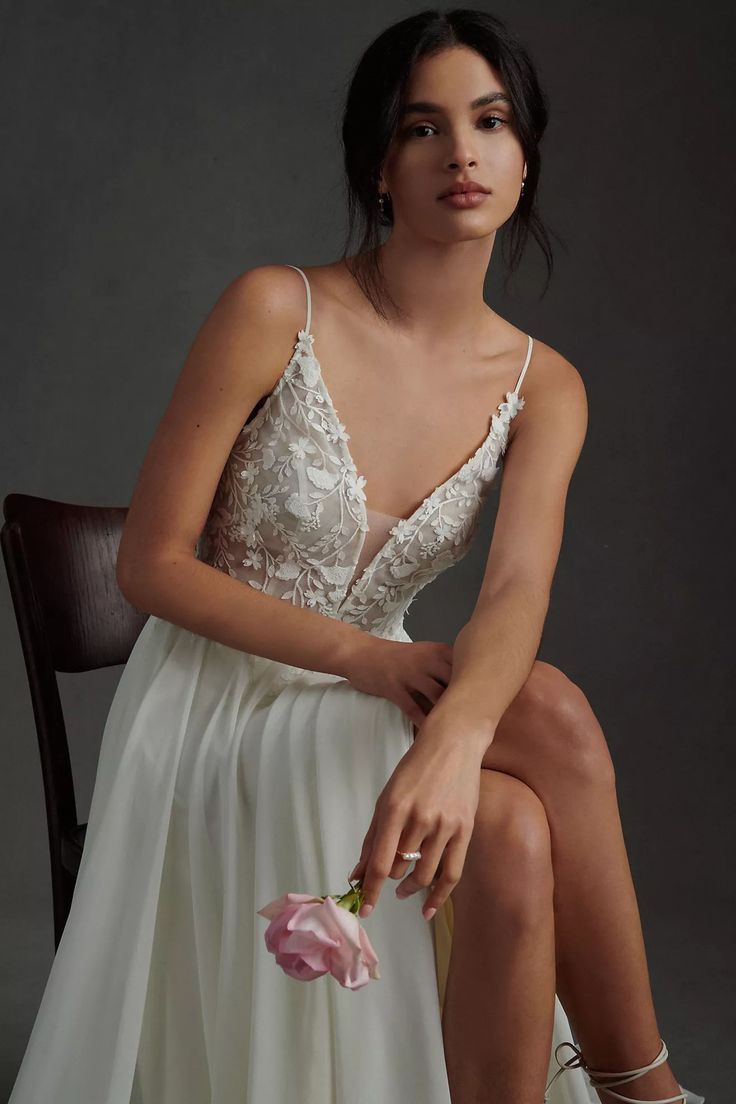 Jenny Yoo Kelsey Gown - Elegant A-Line Wedding Dress with Lace Details | Perfect for Bridal, Formal Events & Special Occasions