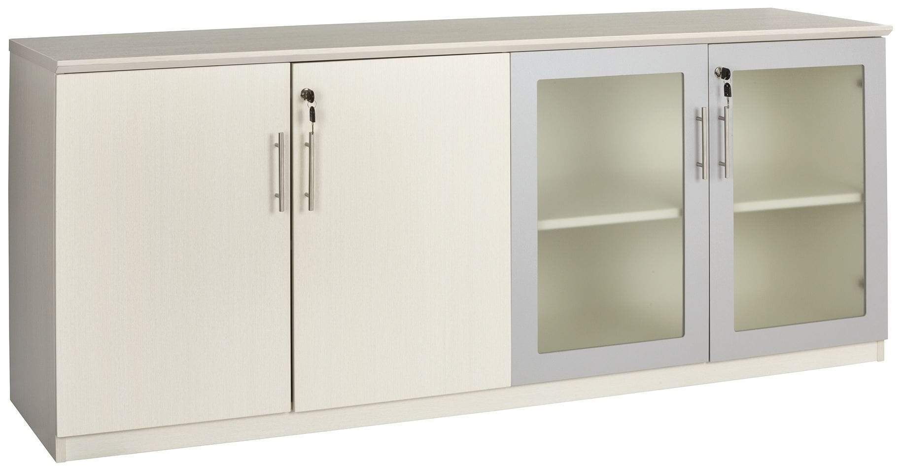 Safco Mayline Medina Low Wall Cabinet with Wood & Glass Doors - MVLC - Perfect for Office Storage, Home Organization & Workspace Decor