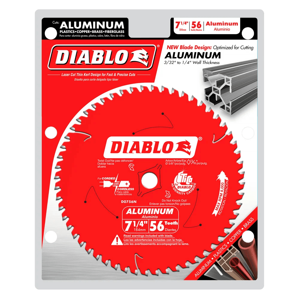7 1/4 Inch 56-Tooth Aluminum Cutting Saw Blade - Pack of 8 - Perfect for Metalworking, Woodworking, and DIY Projects