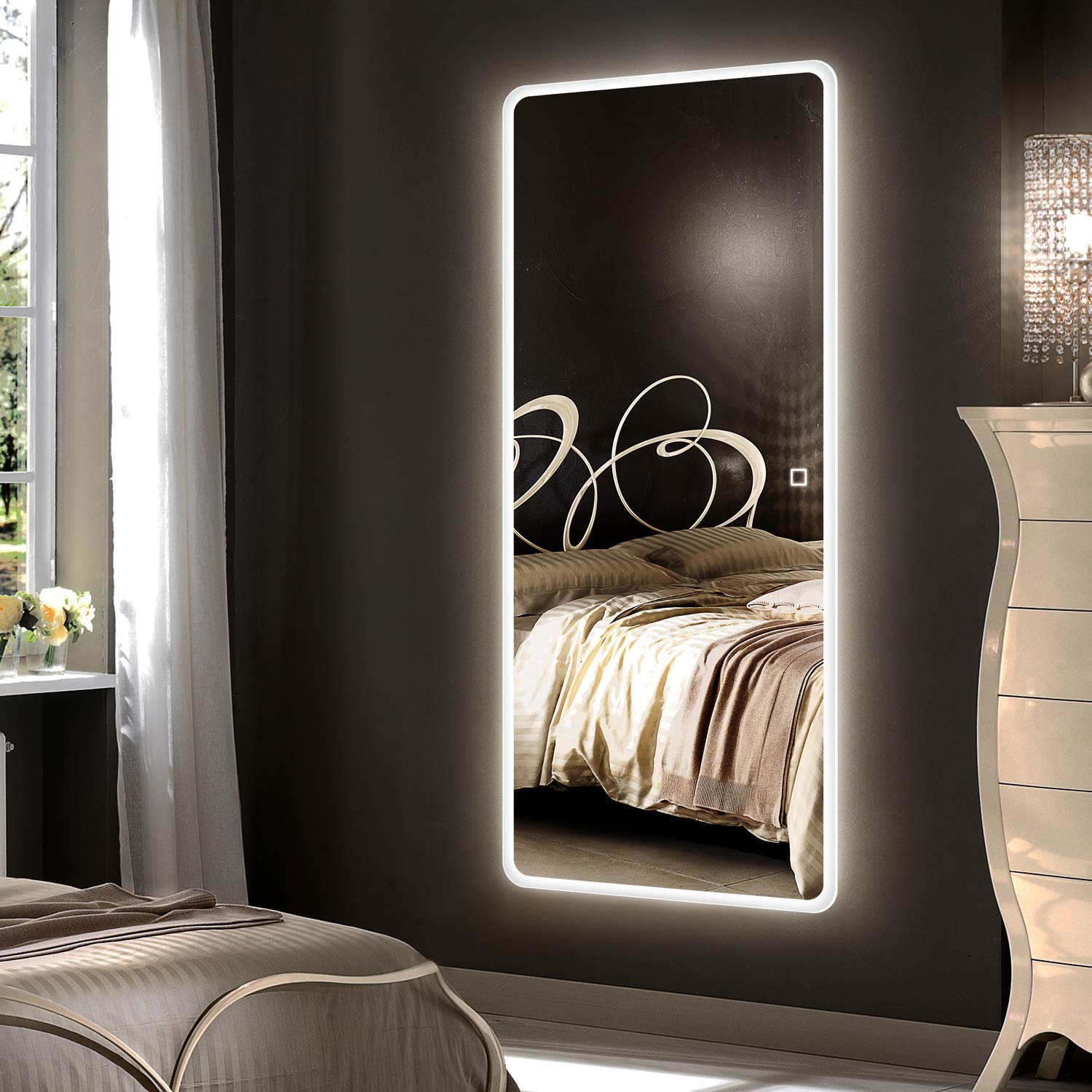 H&A LED Full Length Wall Mirror with Lights - Anti-Fog Bathroom Vanity Mirror with Touch Control, 65