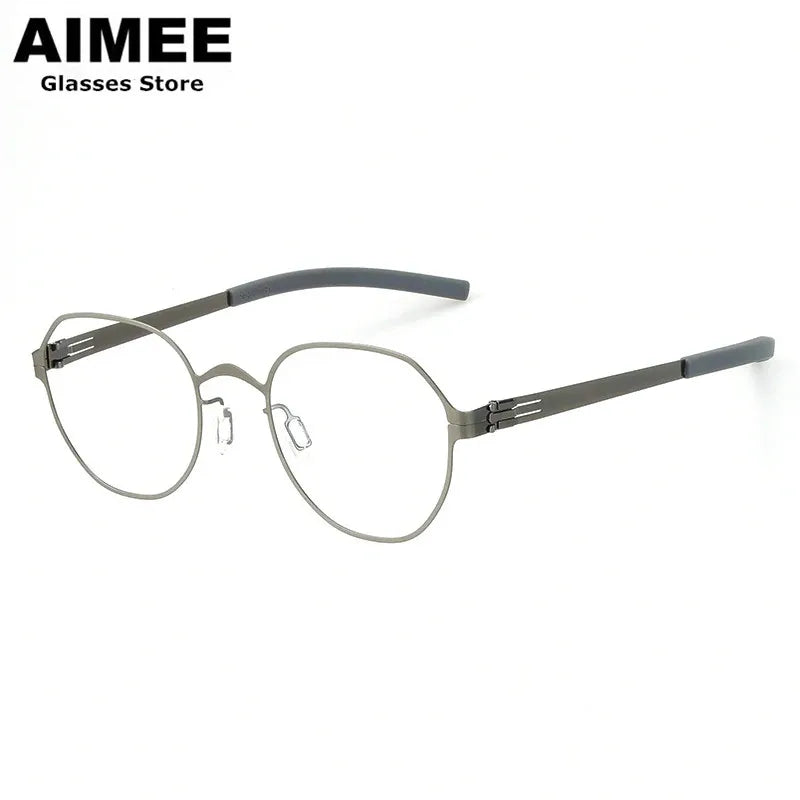 Aimee Women's Full Rim Oval Square Screwless Steel Eyeglasses 1177 - Lightweight Metal Frame Glasses for Work, Reading & Fashion
