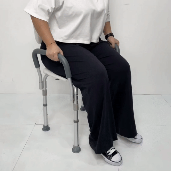 HappyBath Tool-Free Shower Chair with Backrest & Handles - Lightweight Bath Seat for Elderly & Disabled - Non-Slip Bathroom Safety Chair for Seniors & Handicapped (Use for Shower Safety, Post-Surgery Recovery & Bathroom Independence)