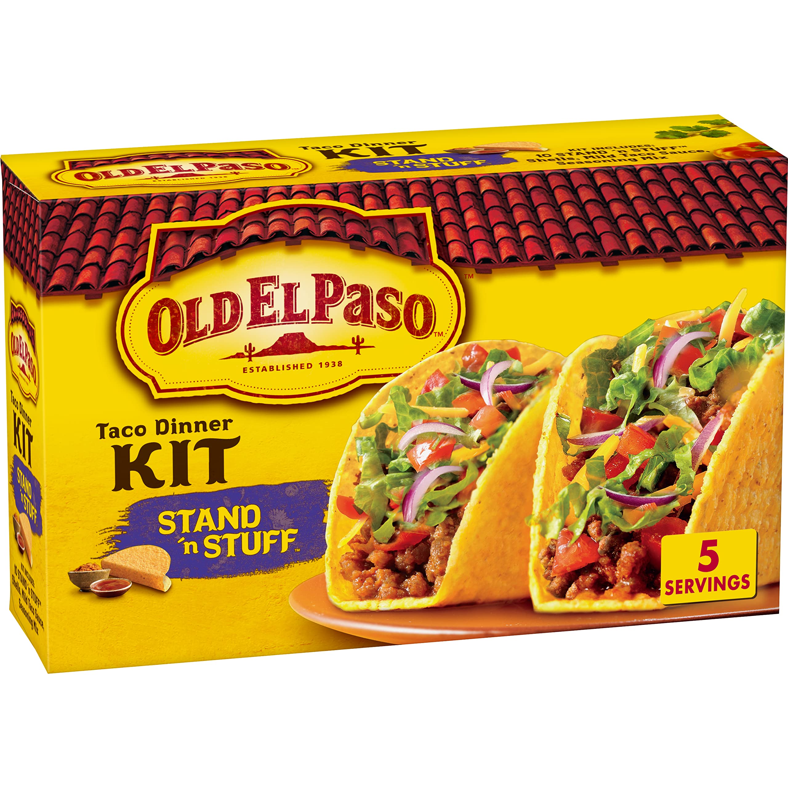 Old El Paso Stand 'N Stuff Taco Dinner Kit - 8.8 oz (Pack of 1) | Easy Mexican Meal Kit with Hard Taco Shells, Seasoning & Sauce | Perfect for Family Taco Night, Parties & Quick Dinners