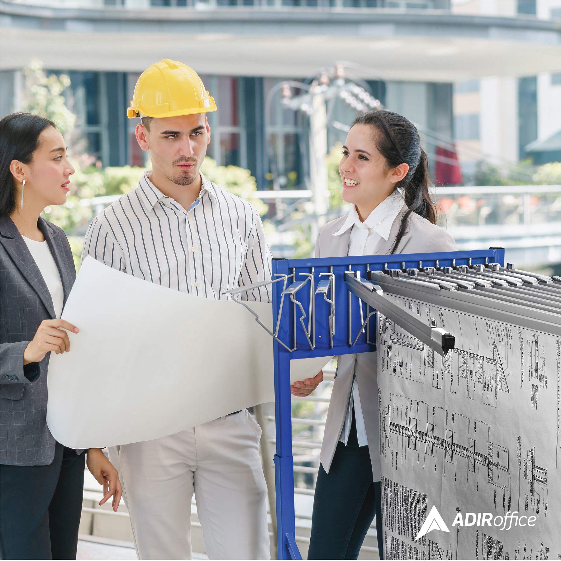 Adir Mobile Blueprint Holder - Heavy Duty Construction Plan Rack, Wall Mounted Map Organizer & Poster Display Stand for Jobsite, Office & Home Use - Perfect for Architects, Engineers & Contractors (Without Clamps)