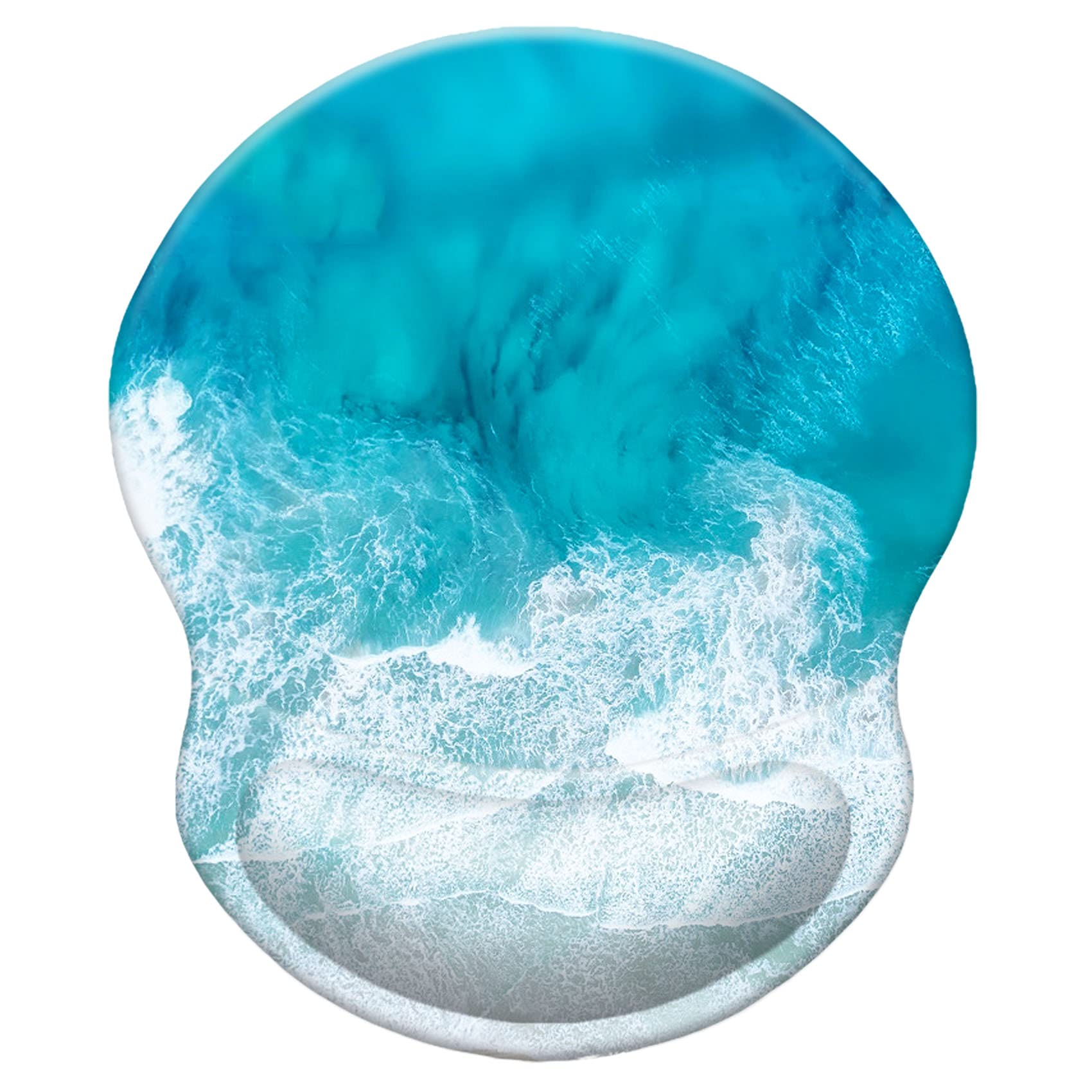 BOTRINUO Ergonomic Wrist Mouse Pad with Comfortable Wrist Rest Support - Gaming & Office Mouse Mat with Lycra Fabric for Computer, Laptop, PC - Perfect for Home, Office & Long Work Sessions (Charming Beach Design)