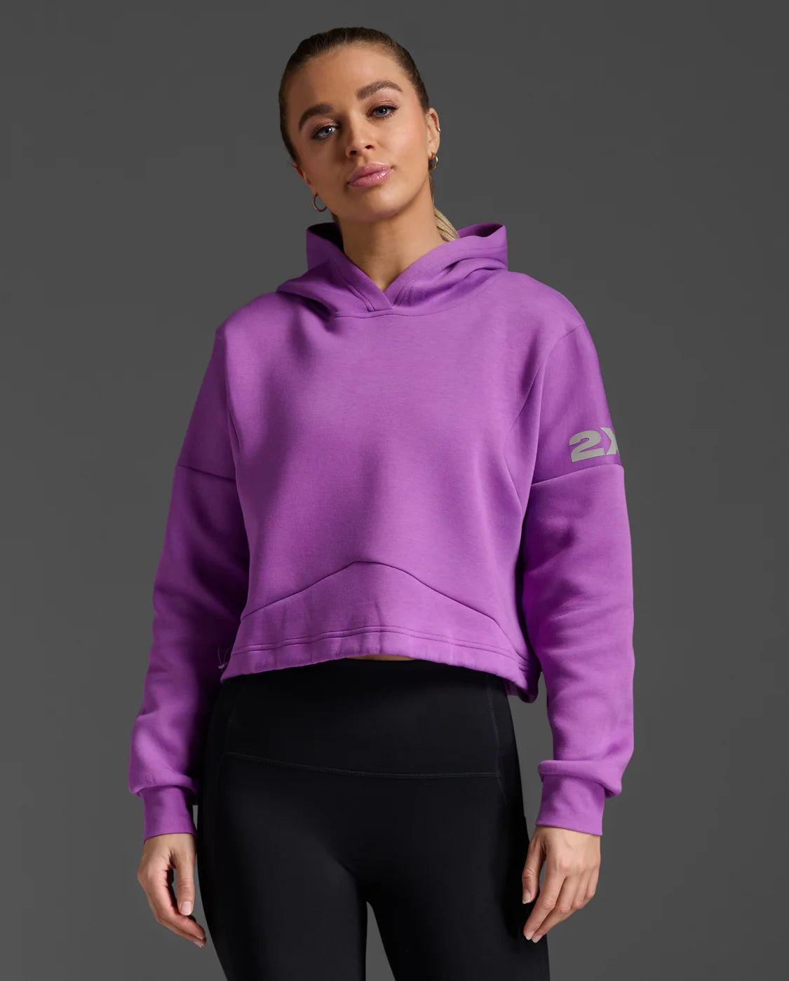 Form Spliced Crop Hoodie Thistle - Trendy Women's Fashion Hooded Sweatshirt for Casual Wear & Street Style Outfits