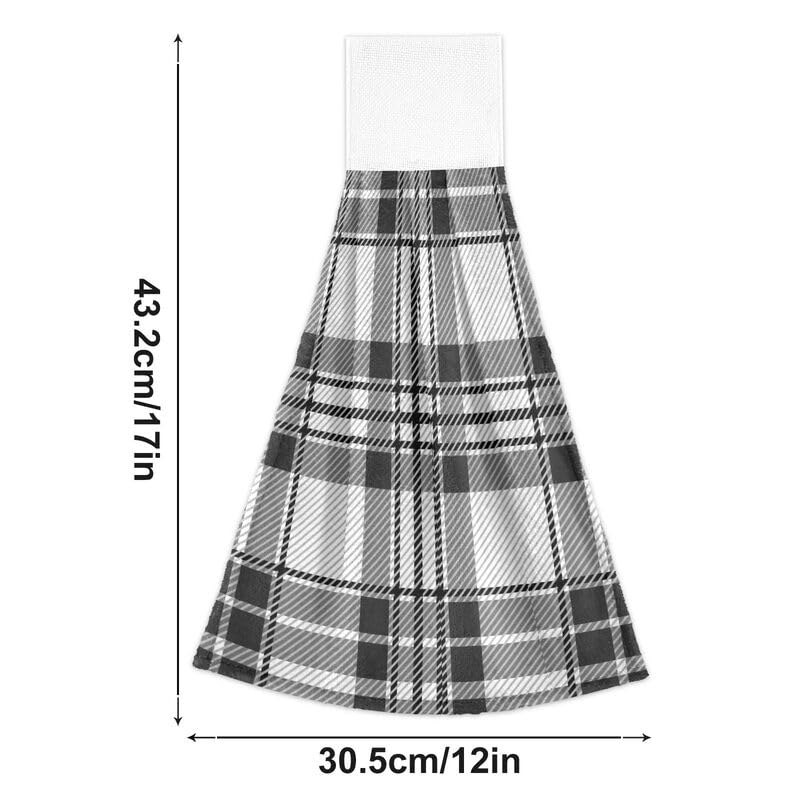 Modern Plaid Checkered Kitchen Towels Set of 2 - Absorbent Dish Cloths with Hanging Loops for Oven, Stove & Bathroom - Christmas Holiday Home Decor Hand Towels & Washcloths for Kitchen, Dining & Gifting
