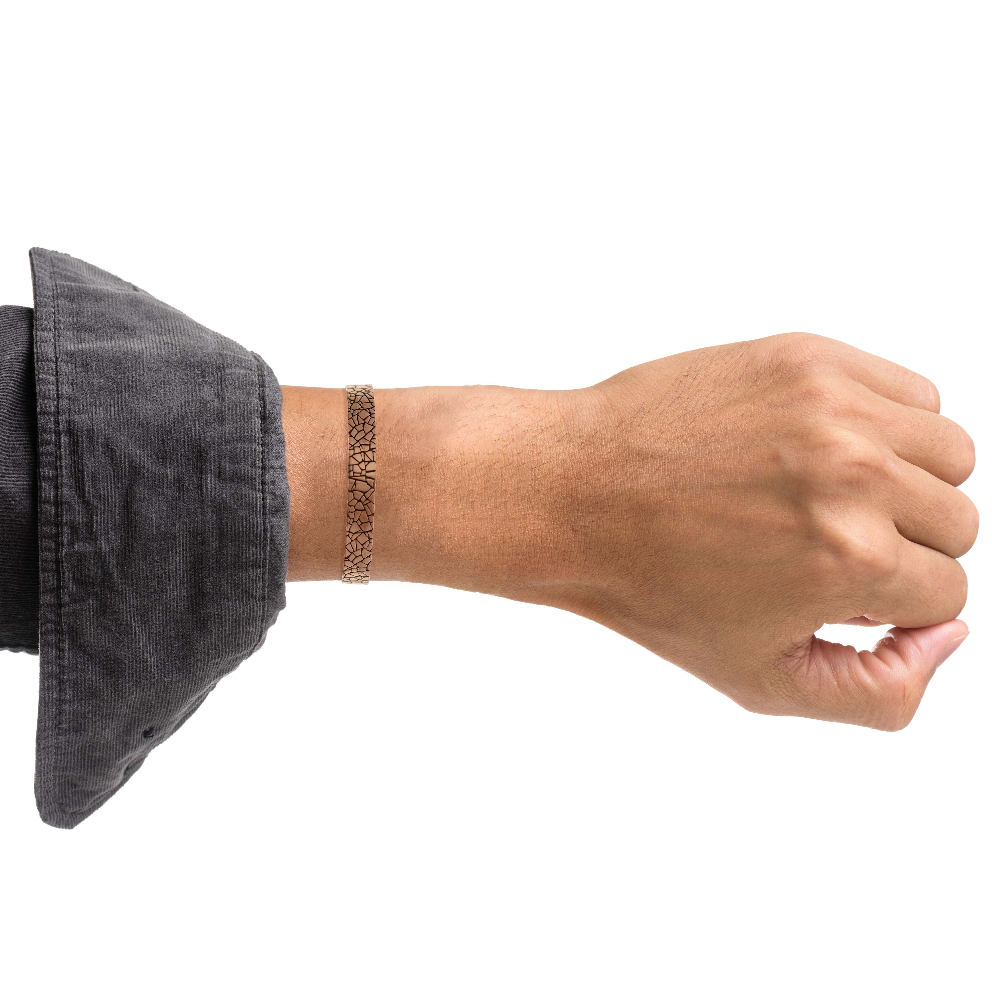 Men's Embossed Mosaic Solid Copper Cuff Bracelet - 10mm Wide Handmade Bangle for Casual Wear & Gift Giving