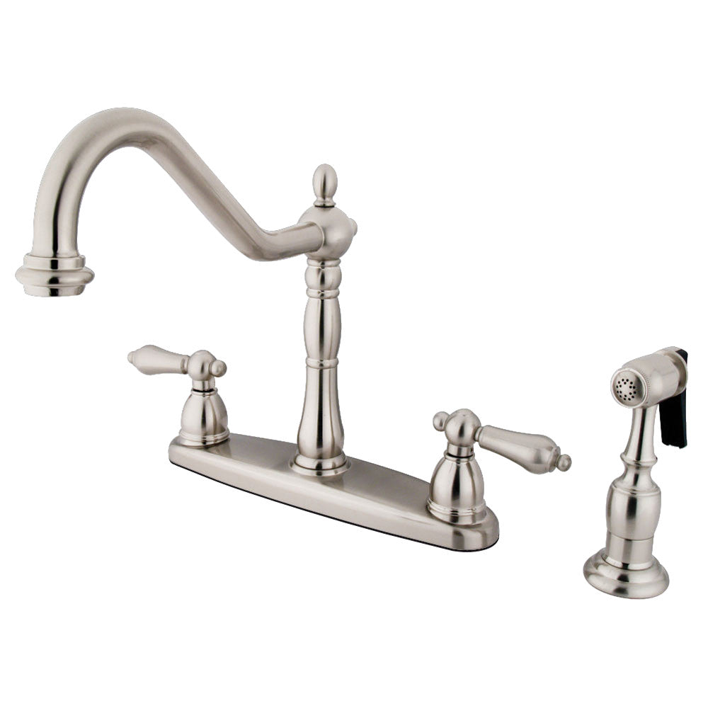 Kingston Brass KB1751ALBS Heritage Centerset Kitchen Faucet - High Arc Pull-Down Sprayer, Oil Rubbed Bronze Finish for Modern Farmhouse & Traditional Kitchens