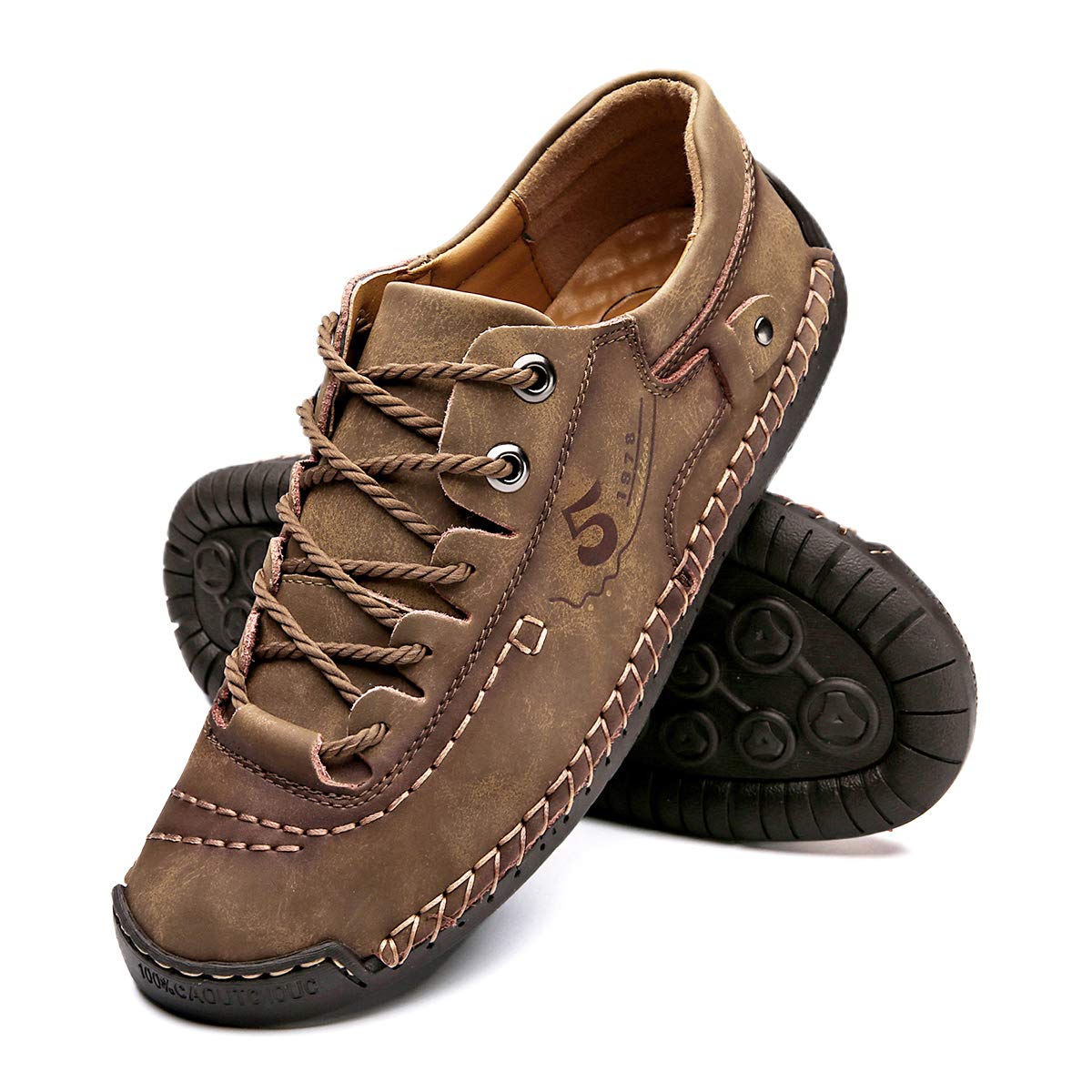 Alcubieree Men's Genuine Leather Casual Sneakers - Comfortable Lightweight Loafers for Walking, Driving & Dress Shoes (Size 7.5-13) | Perfect for Office, Travel & Everyday Wear