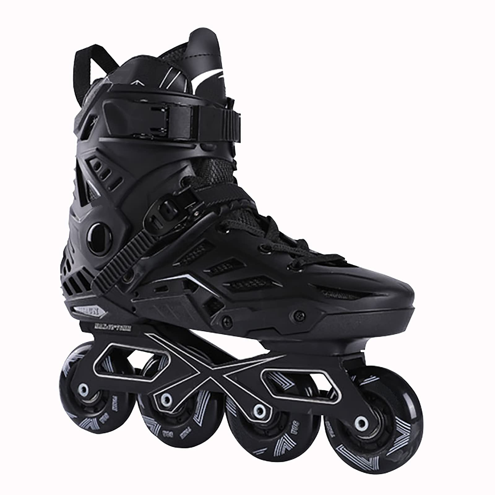 CHY LED Inline Skates for Adults - 8 Light Up Wheels, Black & White Roller Skates for Men & Women - Perfect for Indoor & Outdoor Fitness, Rink Skating, Roller Disco & Night Cruising