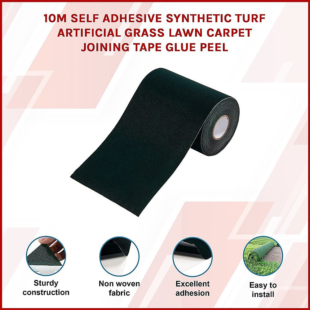 10m Self-Adhesive Synthetic Turf Joining Tape - Strong Peel & Stick Artificial Grass Adhesive for Lawn, Carpet & Outdoor Projects - Perfect for DIY Landscaping, Play Areas & Pet-Friendly Yards