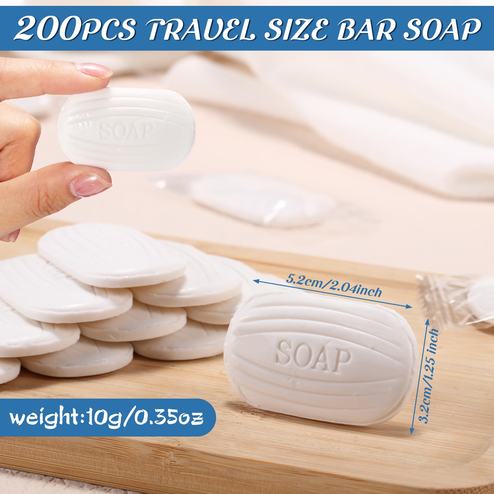 200 Pcs Mini Soap Bars (0.35 oz) - Bulk Individually Wrapped Travel Soap for Face & Body - Hotel Amenities Toiletries for Inns, Hotels & Vacation - Perfect for Travel, Guest Bathrooms & Hospitality Supplies