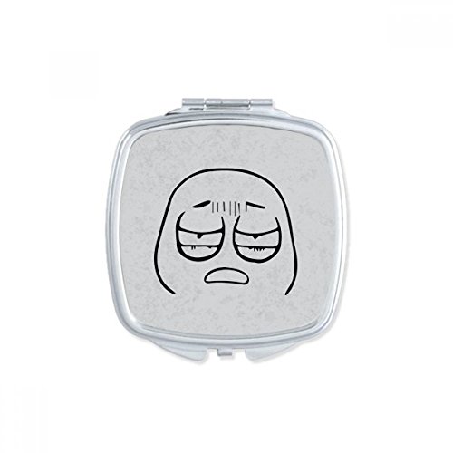 DIYthinker Cute Black Square Mirror - Portable Compact Double Sided Makeup Mirror with Happy Chat Pattern - Perfect for Travel, Home Vanity & Handbag Essentials