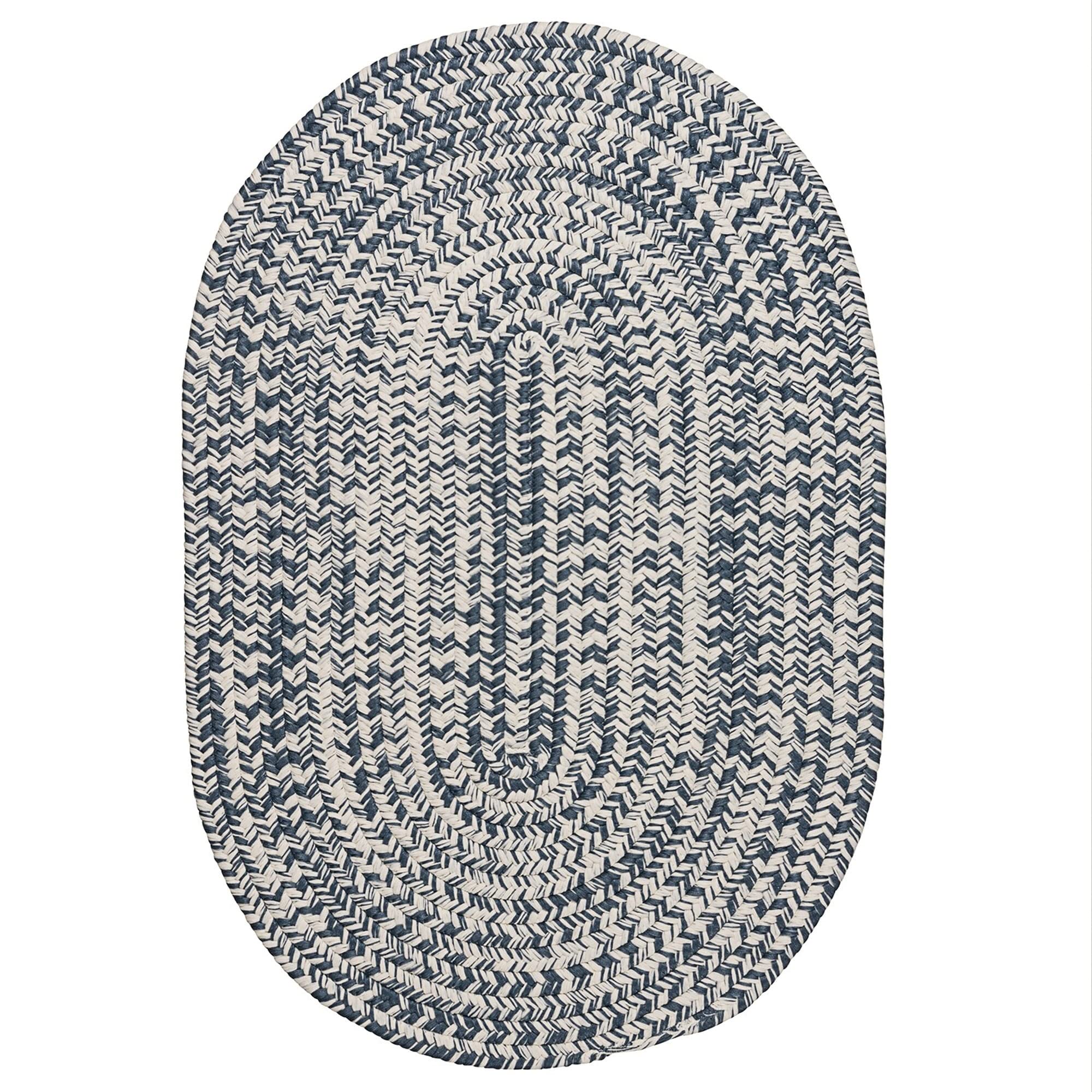 Colonial Mills Boatside Reversible Braided Area Rug 8' x 8' Round - Indoor/Outdoor Use, Atlantic Blue & White Nautical Design | Perfect for Coastal Living Rooms, Beach Houses & Casual Decor