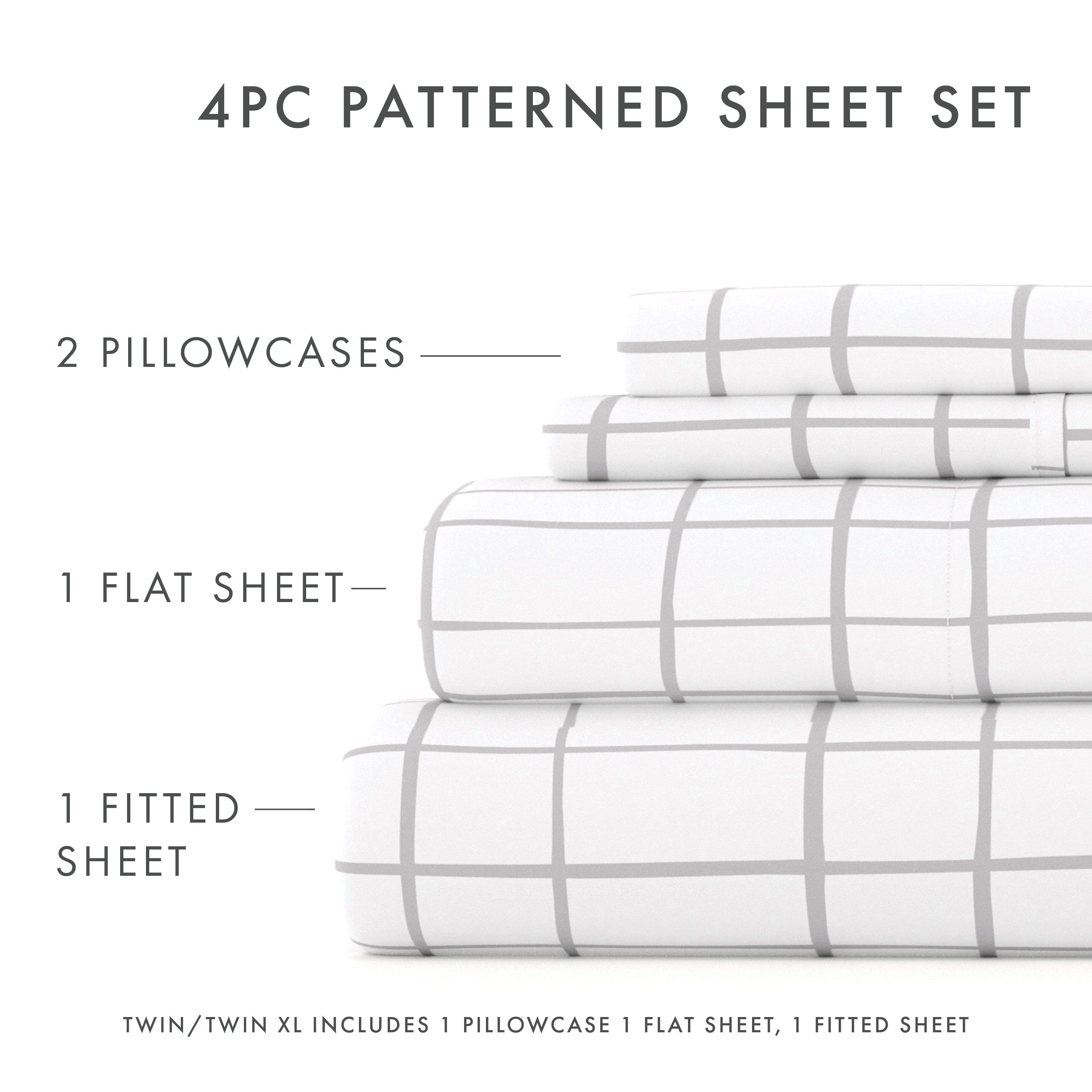 Crossroad Pattern 4-Piece Queen Sheet Set - Soft Bedding for Comfortable Sleep - Perfect for Guest Rooms, Dorms & Cozy Bedrooms