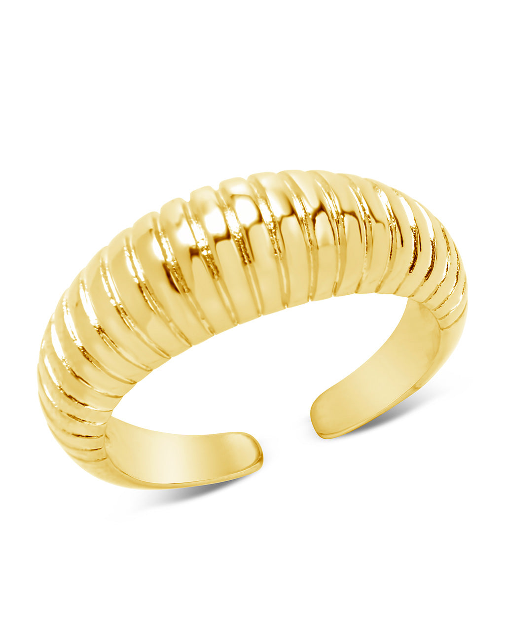 Elegant Ribbed Open Bombe Ring - Stackable Gold & Silver Statement Jewelry for Women - Perfect for Parties, Weddings & Everyday Wear