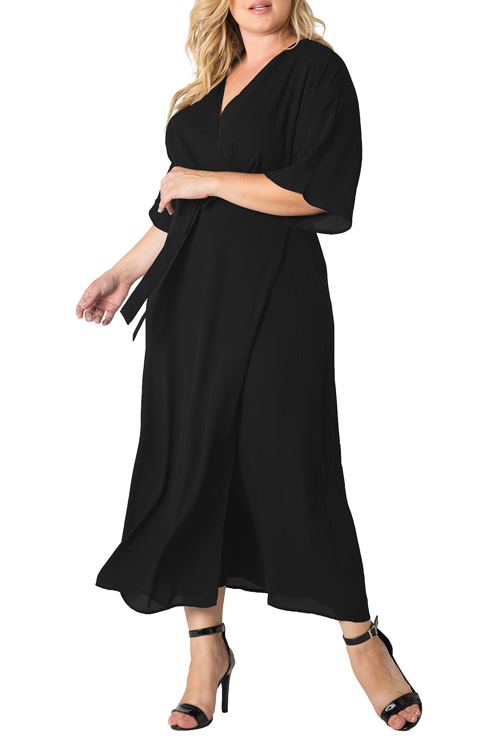 Plus Size Grey Mauve Wrap Dress for Women - V-Neck Short Sleeve Maxi Dress with Flattering Fit | Perfect for Office, Date Night & Summer Vacations