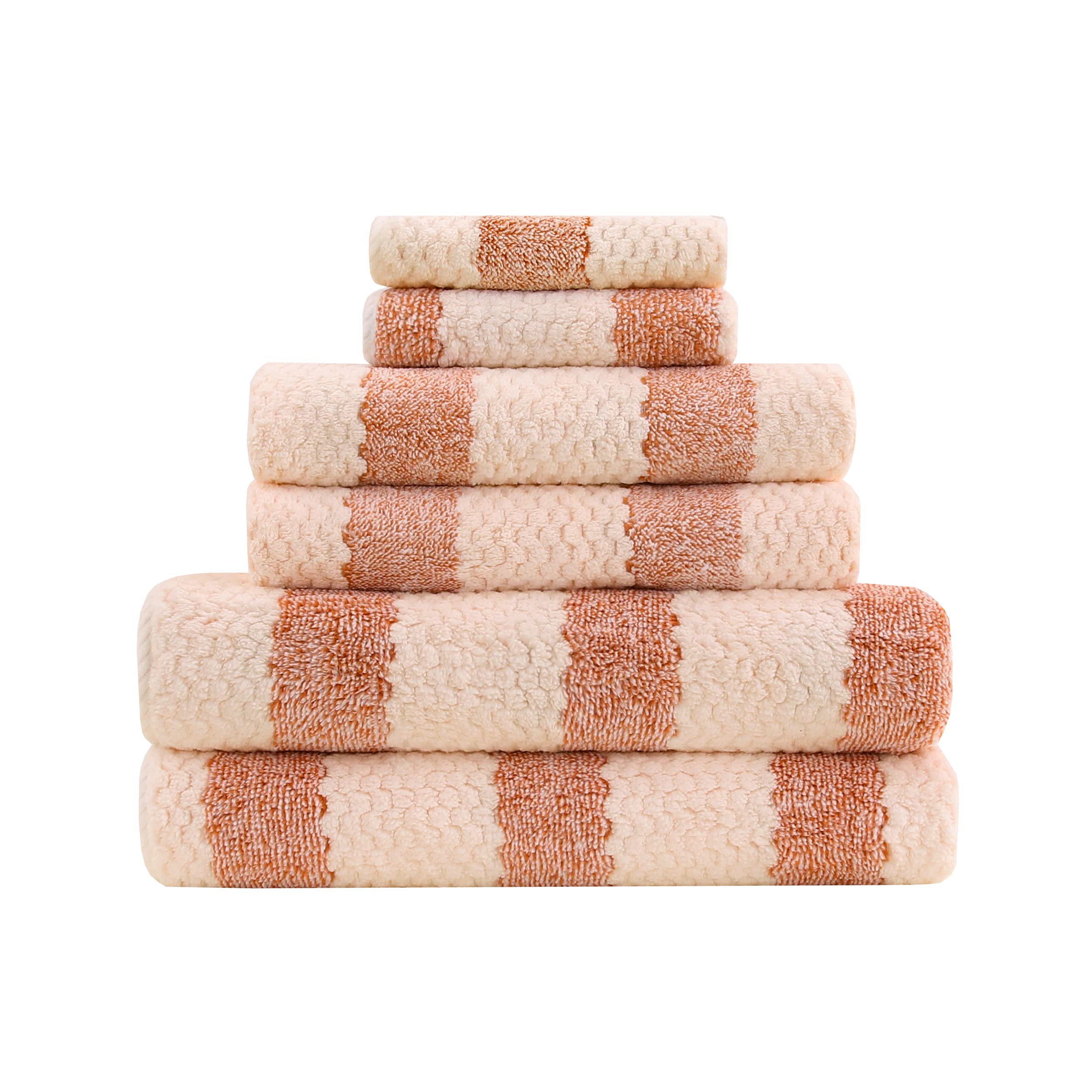 Premium 6-Piece M.Nollby Towel Set - 2 Bath Towels (27x55), 2 Hand Towels (16x30), 2 Washcloths (12x12) - Ultra Soft, Plush & Highly Absorbent Cotton Towels for Bathroom & Kitchen - Perfect for Spa, Guest Bath & Everyday Luxury