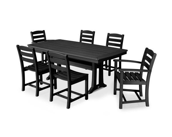 Polywood Black 7-Piece La Casa Outdoor Dining Set - Durable & Weather-Resistant Patio Furniture for Backyard, Poolside, and Garden Entertaining