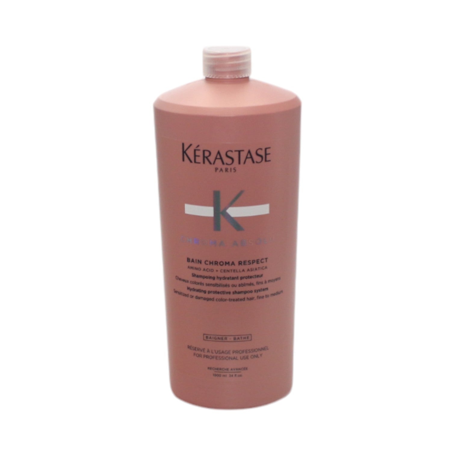 Kérastase Chroma Absolu Bain Chroma Respect Shampoo for Color-Treated & Damaged Hair - 34 oz Sulfate-Free Formula - Salon-Grade Hair Care for Vibrant Color & Repair - Perfect for Daily Use at Home or Salon Treatments