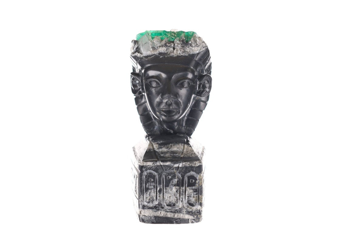 Authentic Colombian Emerald Rough Crystal Sculpture | Natural Egyptian-Inspired Gemstone Art | Perfect for Home Decor, Meditation & Healing Crystals Collection