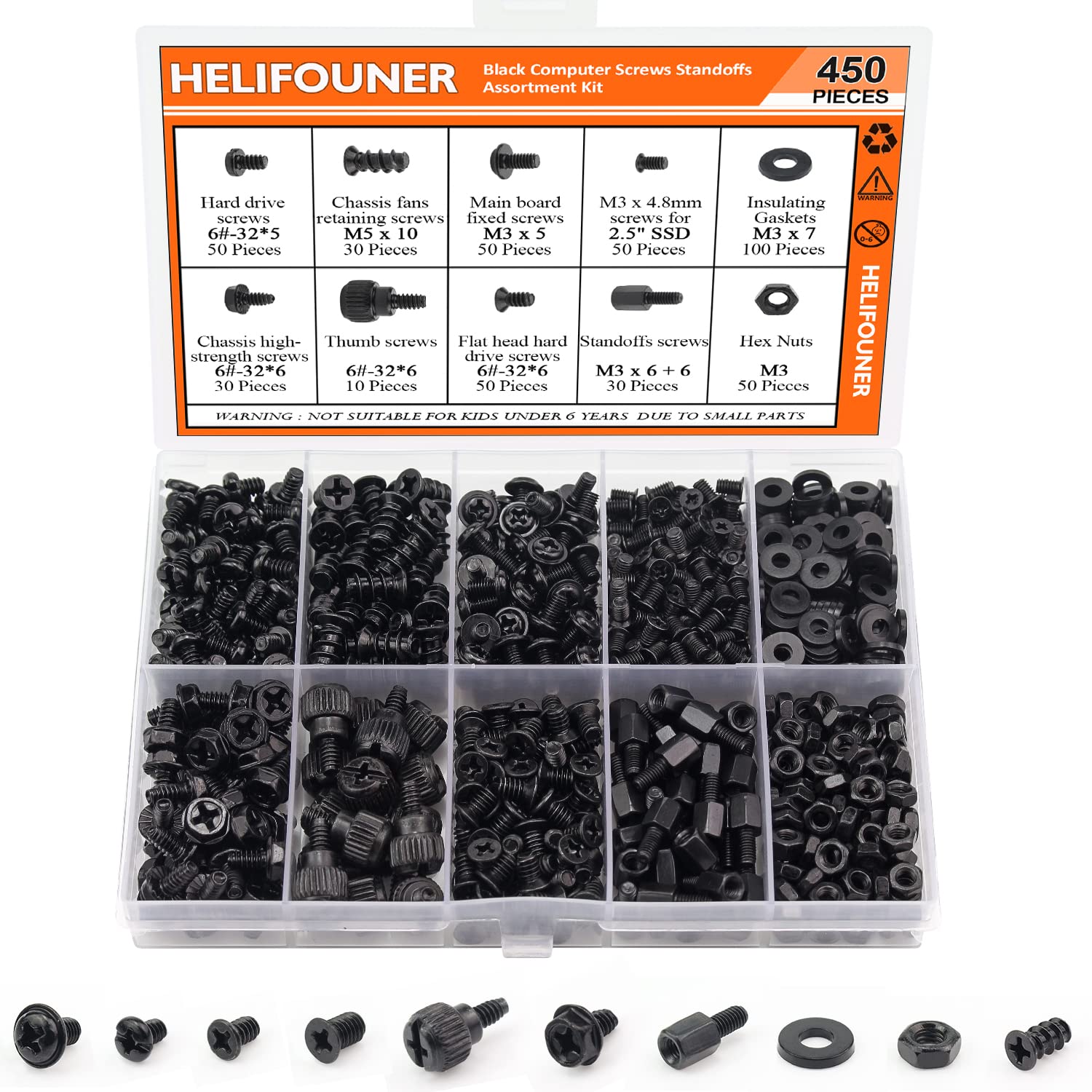 450-Piece Computer Standoffs & Screws Assortment Kit - Compatible with 2.5