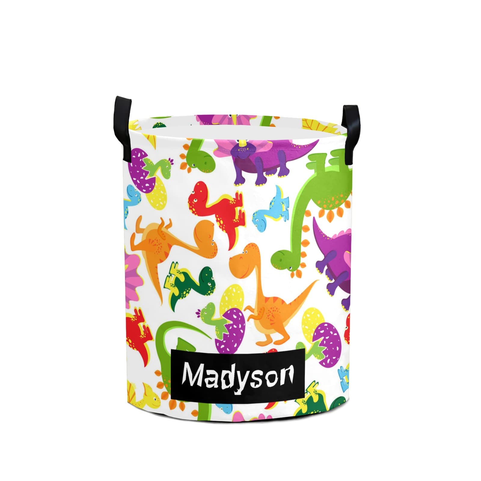 Custom Personalized Laundry Basket with Handle - Collapsible Clothes Hamper for Bedroom, Bathroom & Living Room Storage - Dinosaur Design (Ideal for Kids' Rooms, Dorm Organization & Space-Saving Home Decor)
