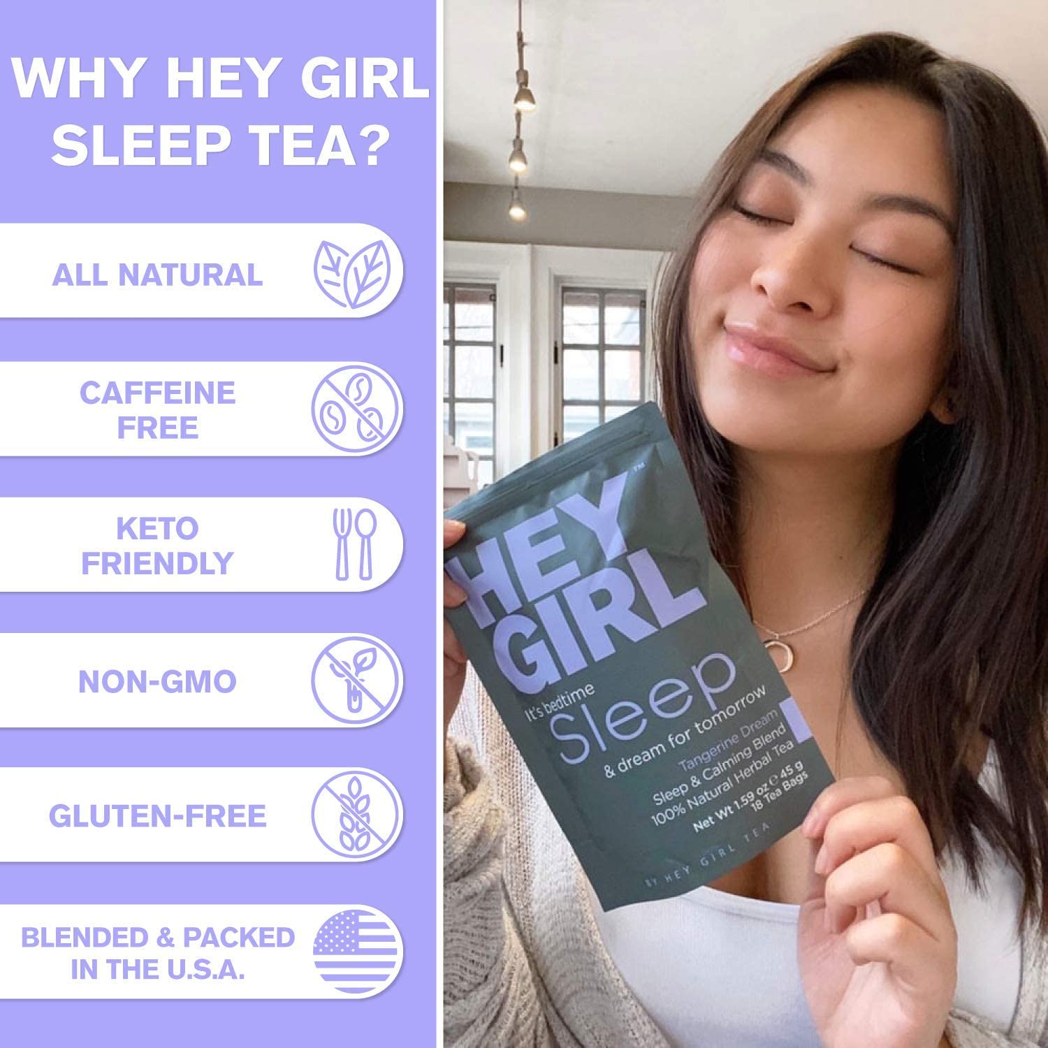 Hey Girl Tea Bundle - Herbal Sleep Tea with Chamomile, Valerian Root & Lemon Balm in Tea Bags + Mint Chocolate Cleanse Tea for Women - Reduces Bloating & Promotes Relaxation | Perfect for Nighttime Routine, Stress Relief & Digestive Wellness